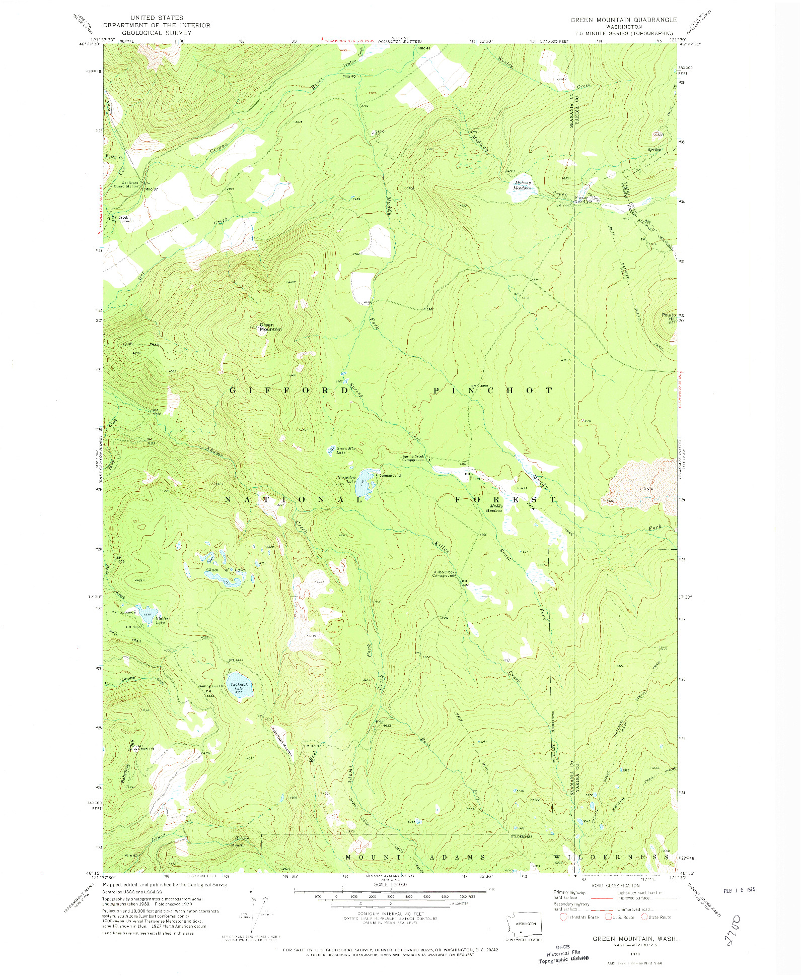USGS 1:24000-SCALE QUADRANGLE FOR GREEN MOUNTAIN, WA 1970