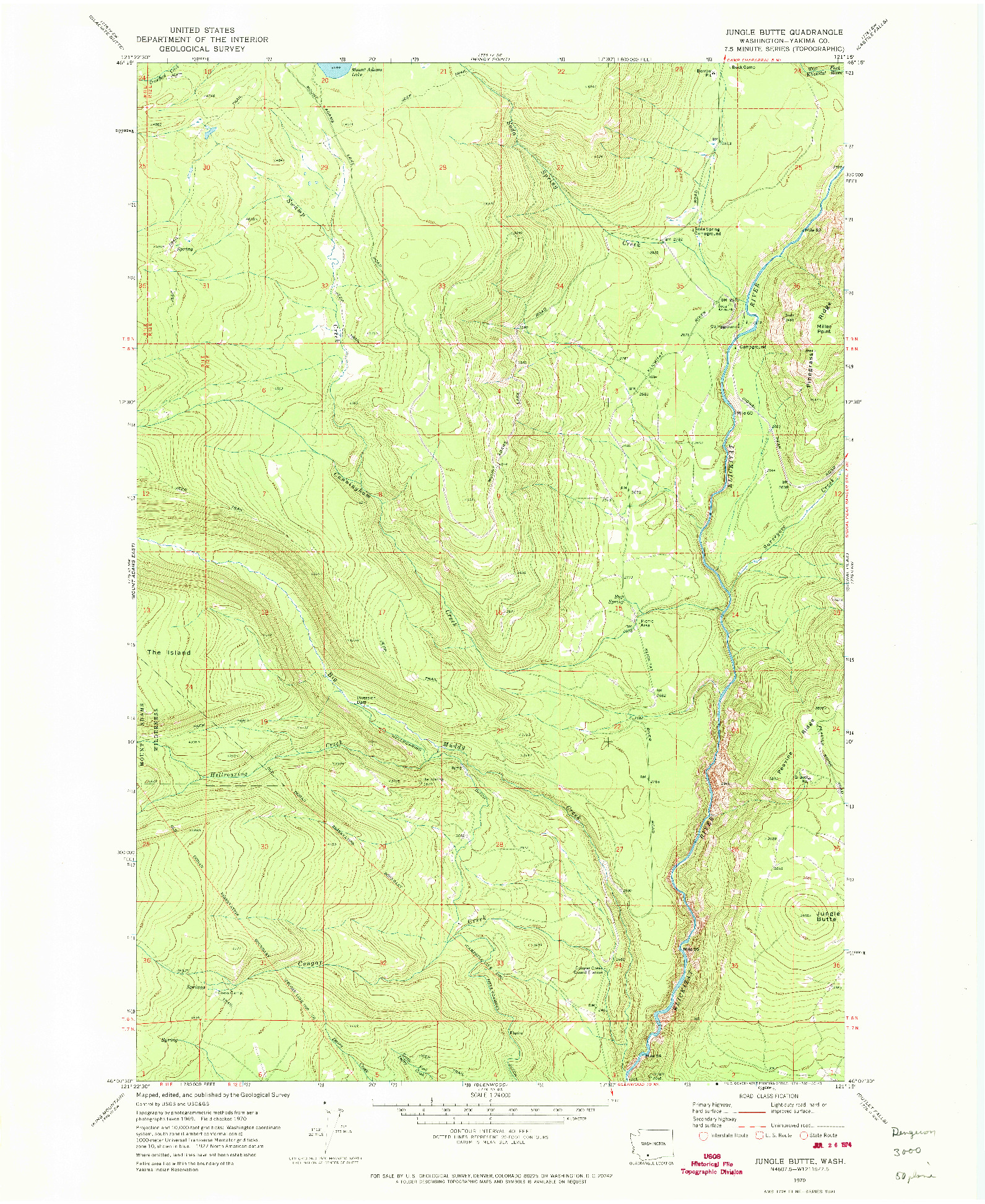 USGS 1:24000-SCALE QUADRANGLE FOR JUNGLE BUTTE, WA 1970