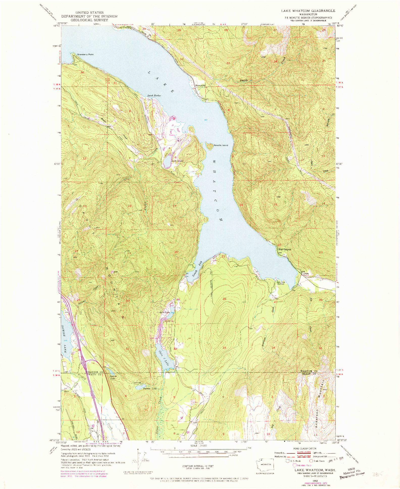USGS 1:24000-SCALE QUADRANGLE FOR LAKE WHATCOM, WA 1952