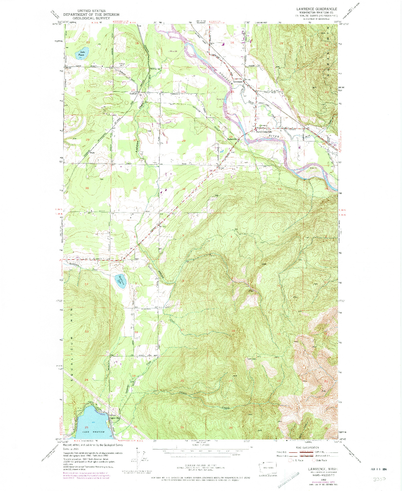 USGS 1:24000-SCALE QUADRANGLE FOR LAWRENCE, WA 1952