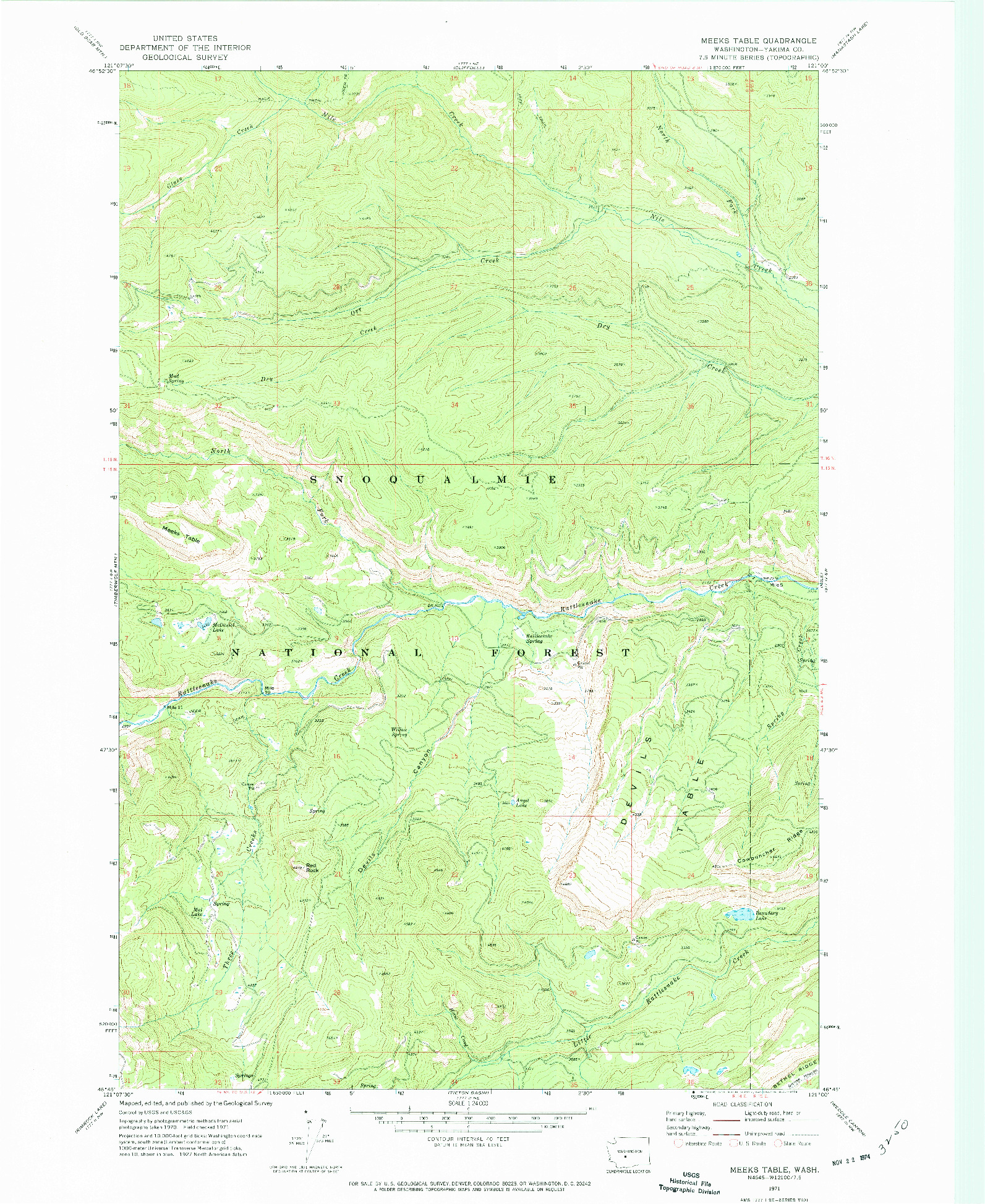 USGS 1:24000-SCALE QUADRANGLE FOR MEEKS TABLE, WA 1971