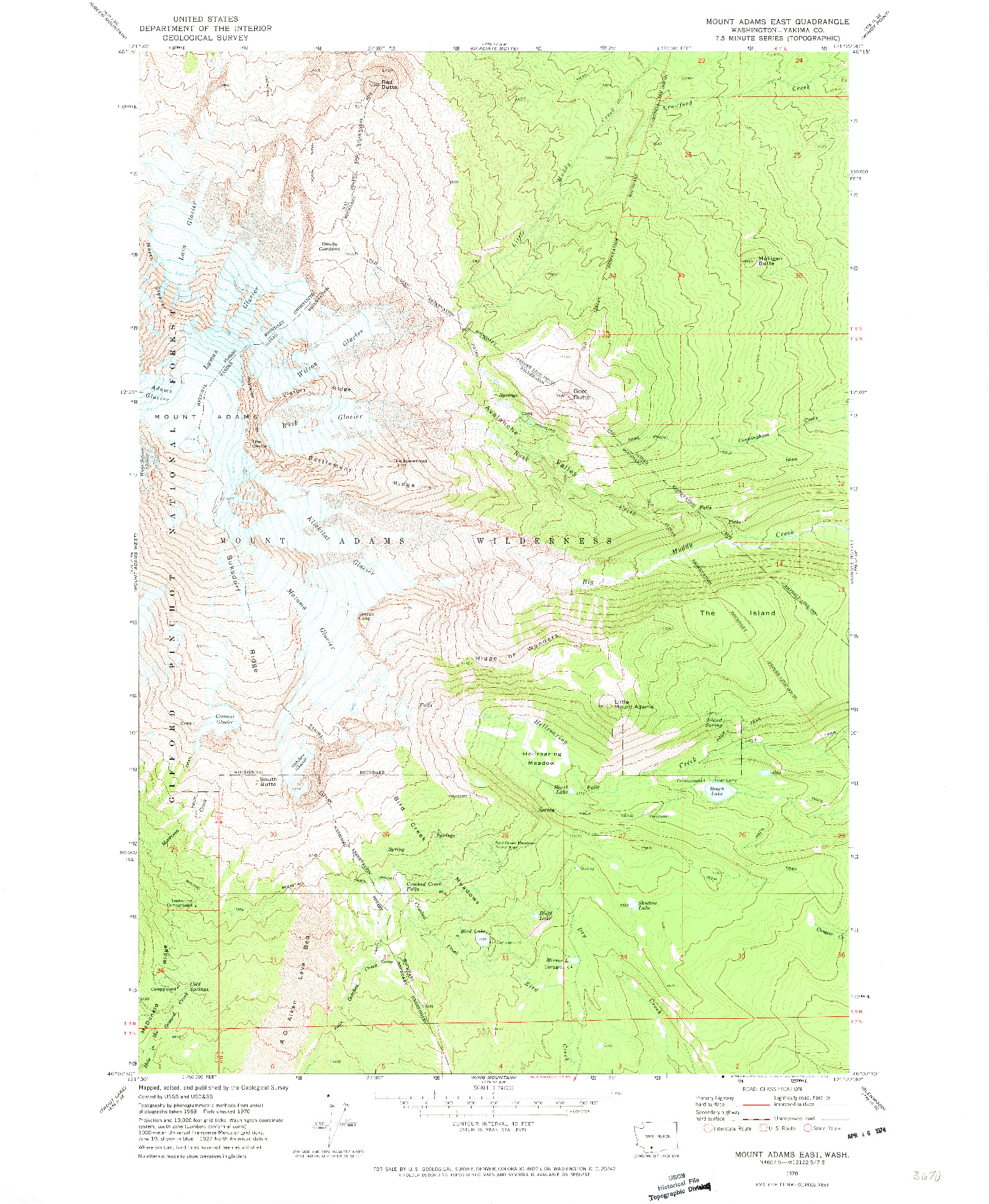 USGS 1:24000-SCALE QUADRANGLE FOR MOUNT ADAMS EAST, WA 1970