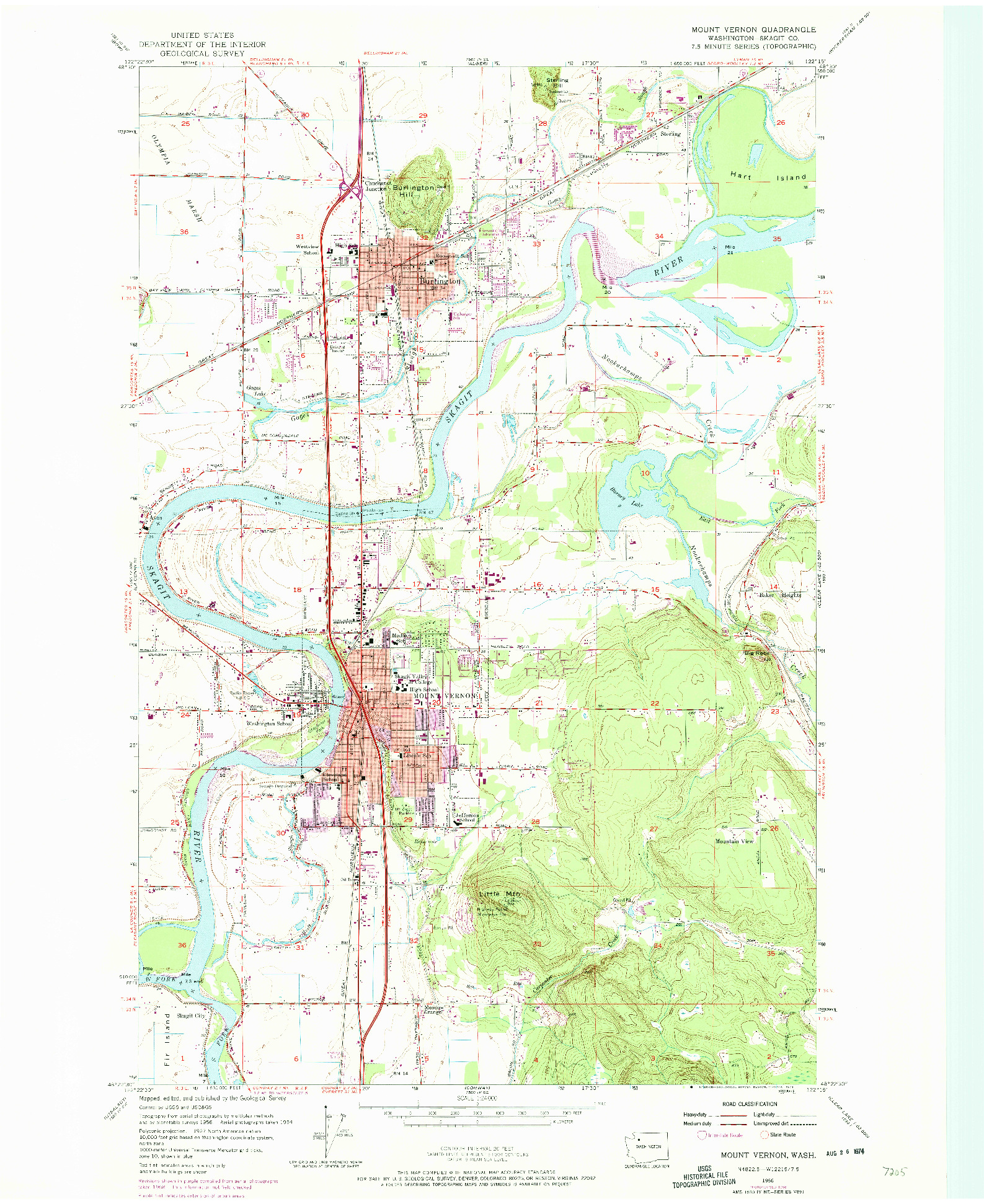 USGS 1:24000-SCALE QUADRANGLE FOR MOUNT VERNON, WA 1956