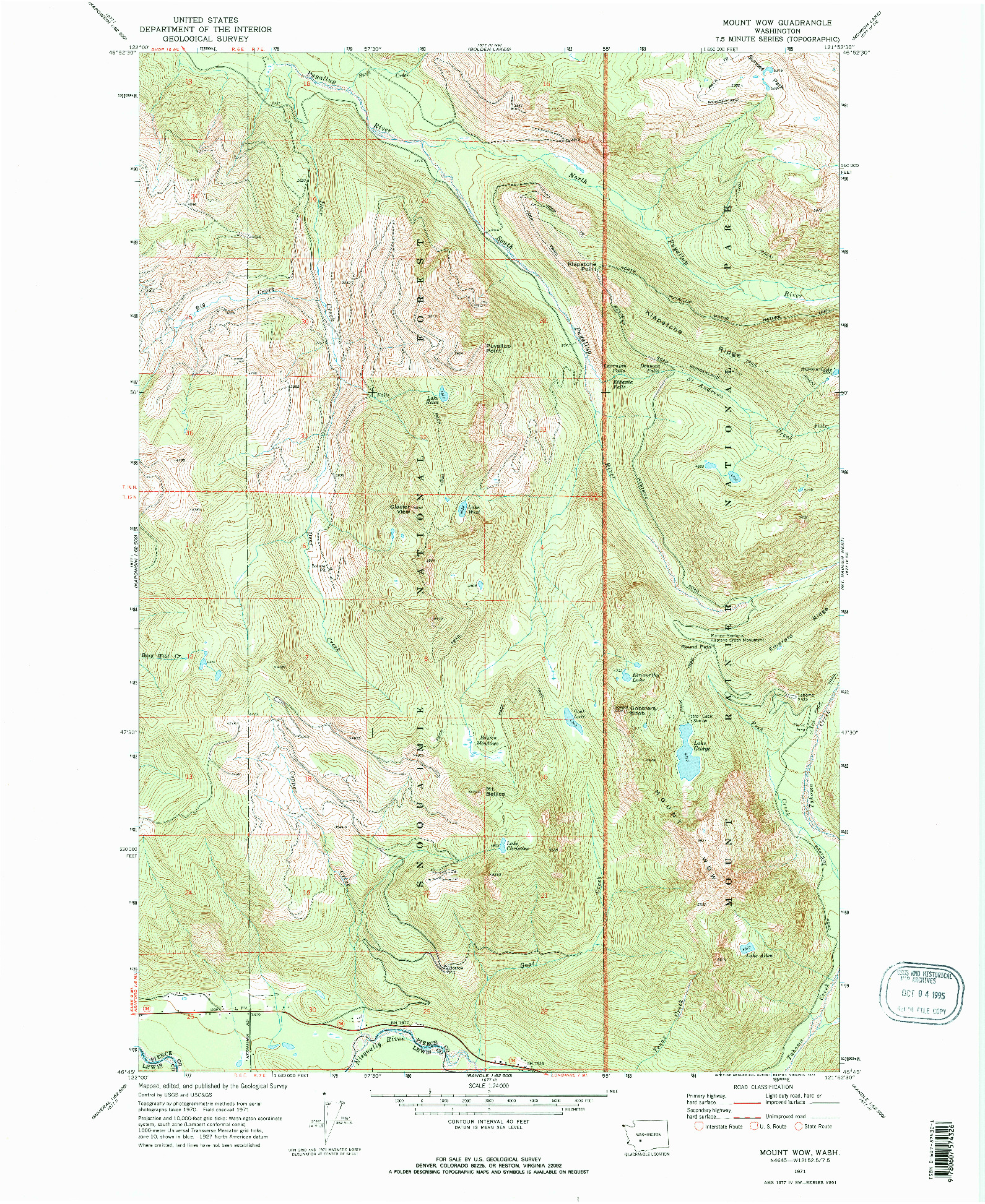 USGS 1:24000-SCALE QUADRANGLE FOR MOUNT WOW, WA 1971