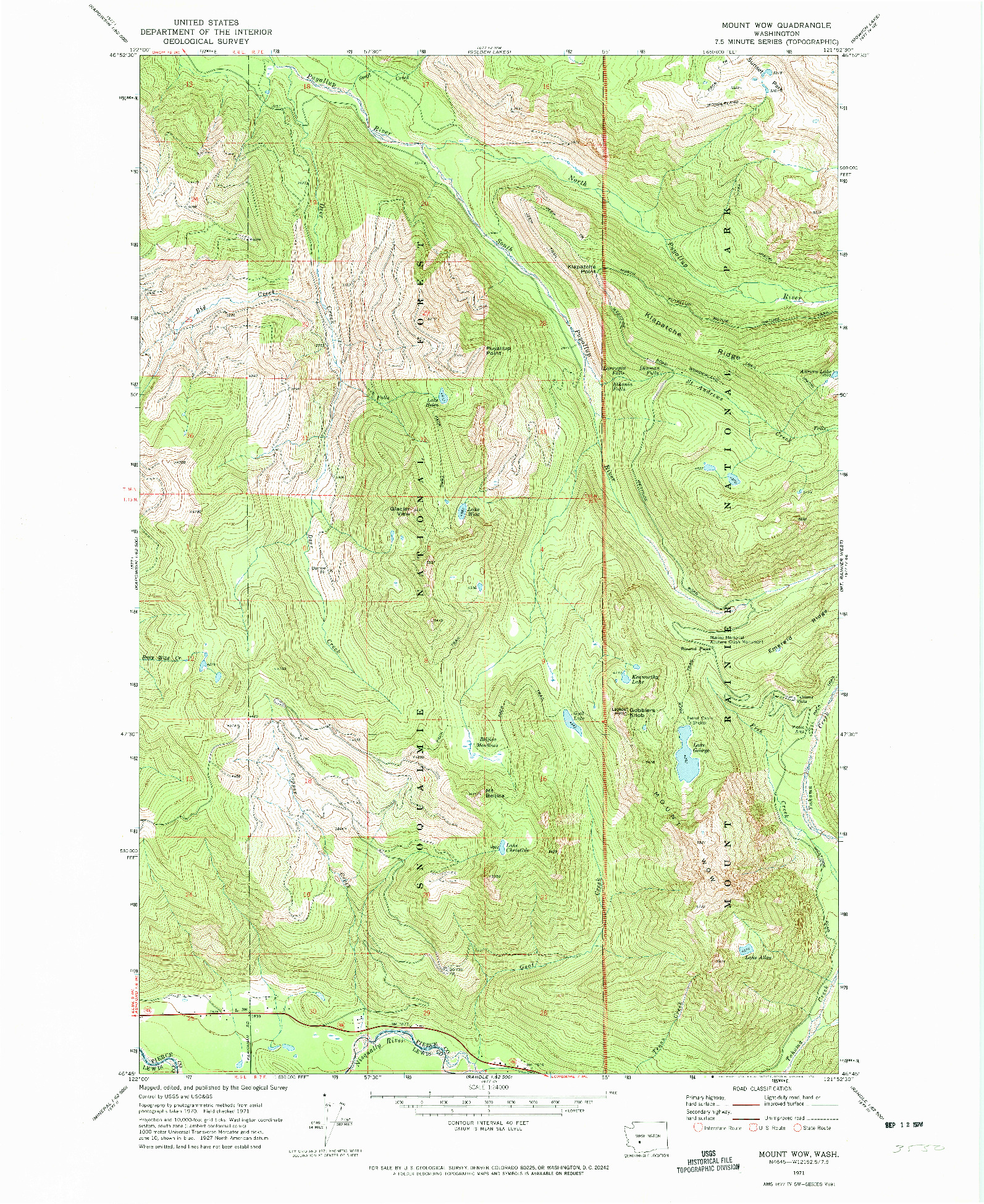 USGS 1:24000-SCALE QUADRANGLE FOR MOUNT WOW, WA 1971