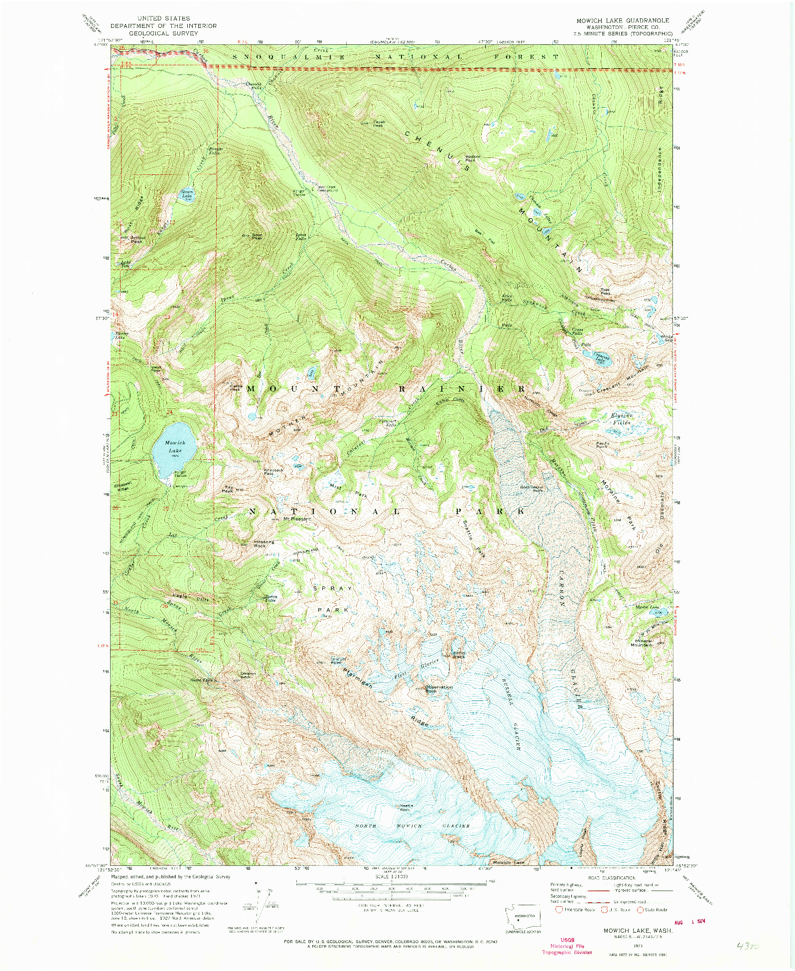 USGS 1:24000-SCALE QUADRANGLE FOR MOWICH LAKE, WA 1971