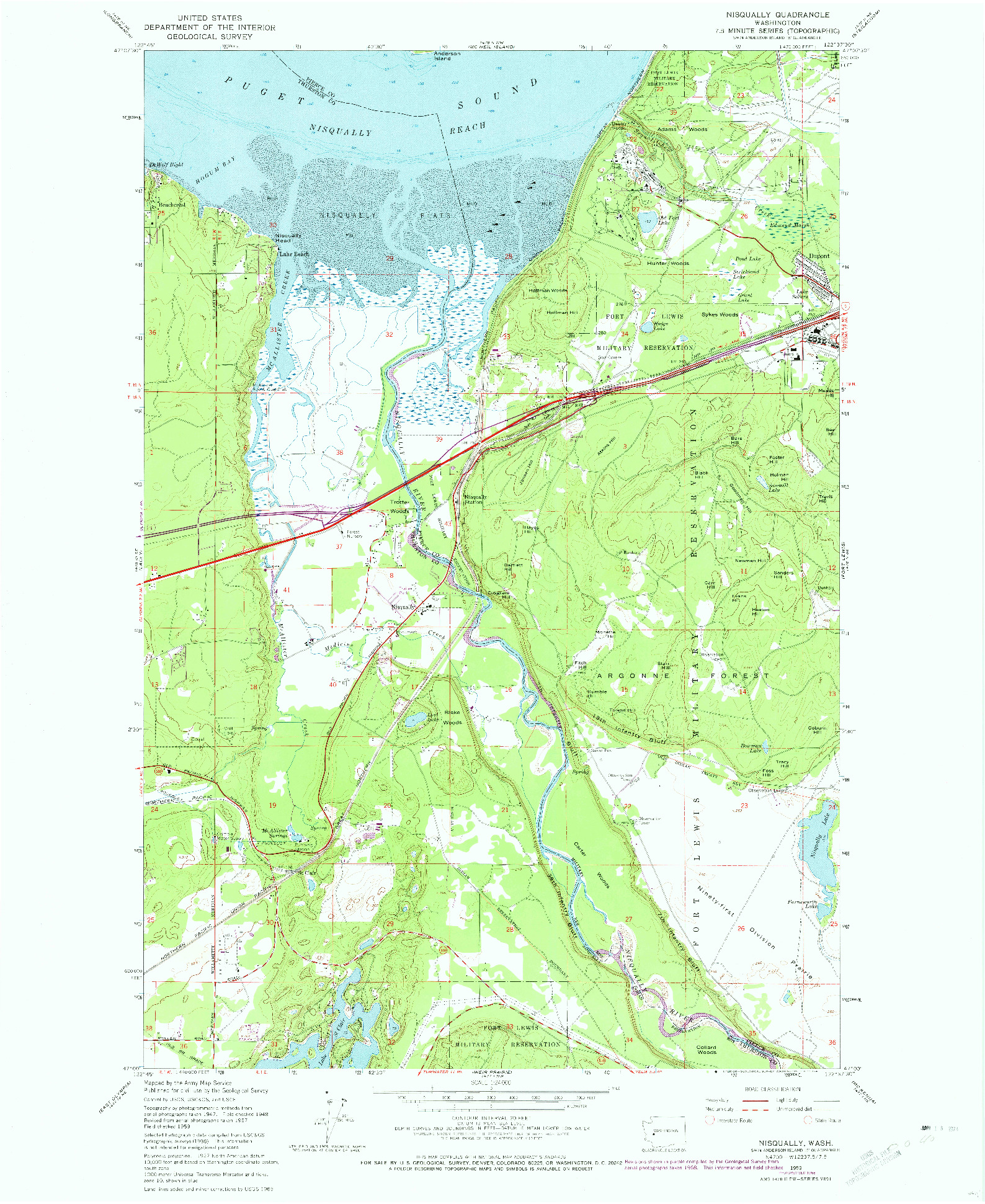 USGS 1:24000-SCALE QUADRANGLE FOR NISQUALLY, WA 1959