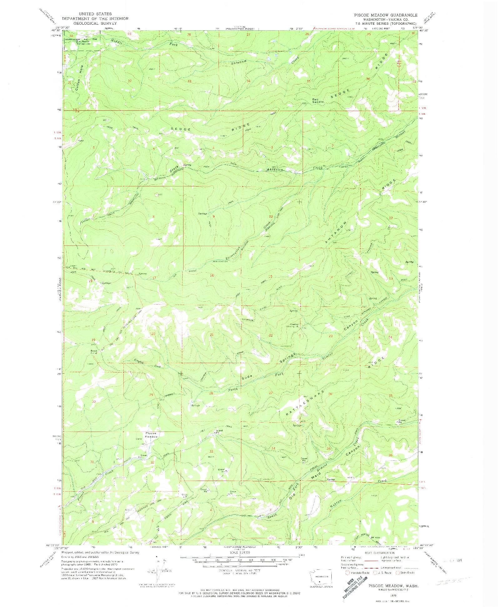 USGS 1:24000-SCALE QUADRANGLE FOR PISCOE MEADOW, WA 1970