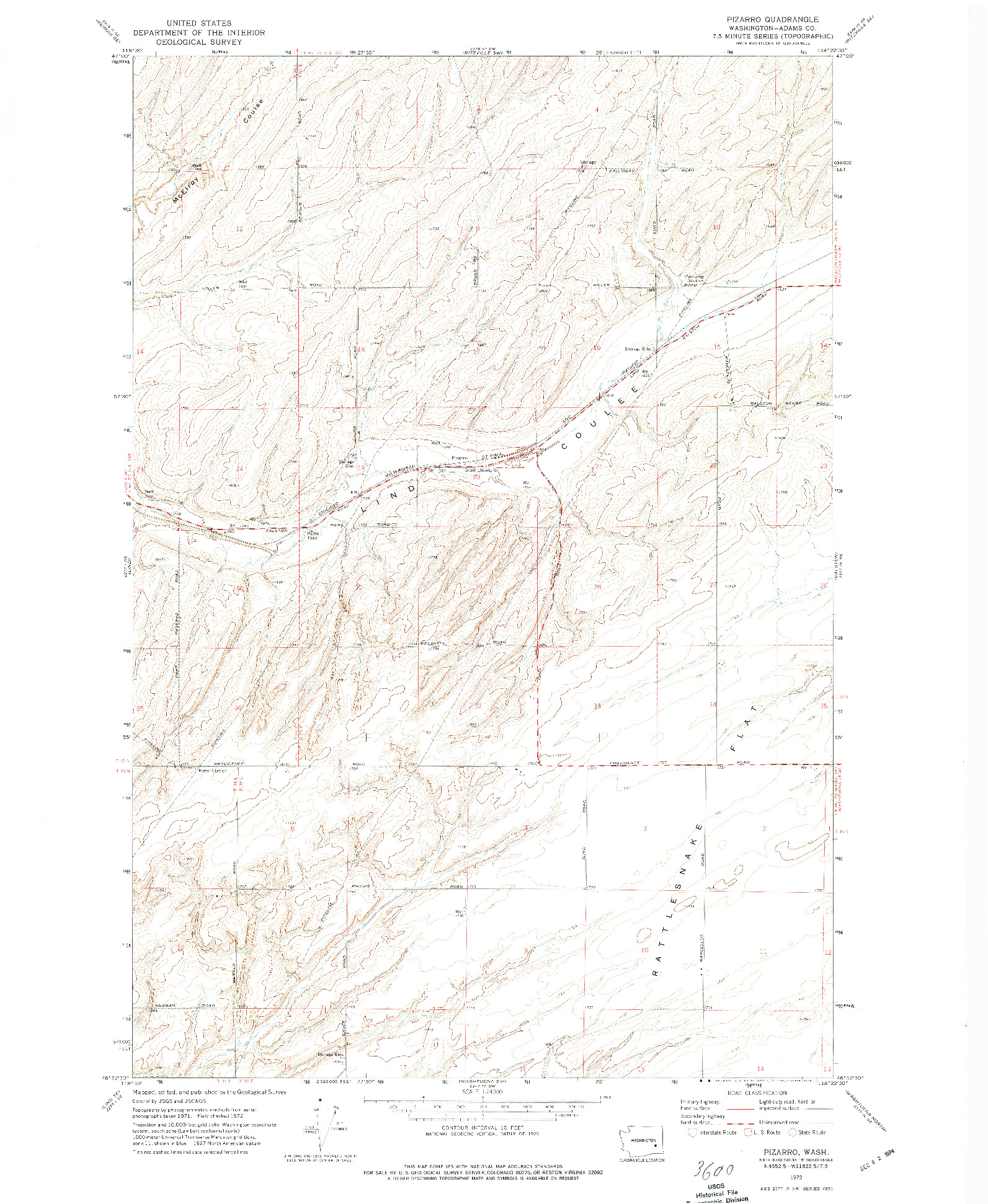 USGS 1:24000-SCALE QUADRANGLE FOR PIZARRO, WA 1972