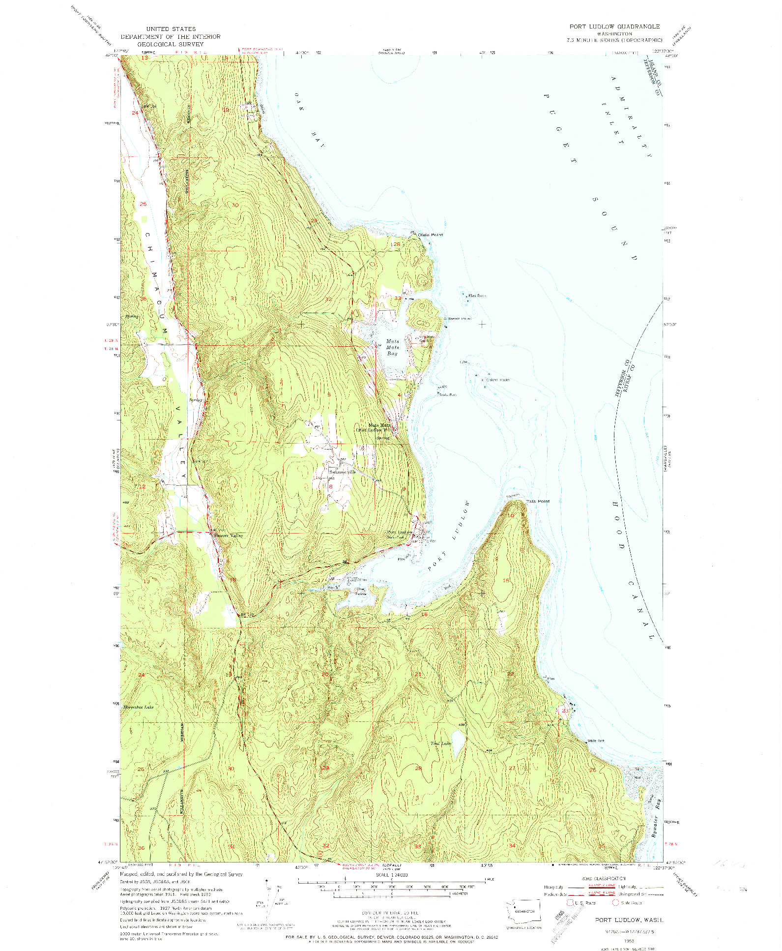 USGS 1:24000-SCALE QUADRANGLE FOR PORT LUDLOW, WA 1953