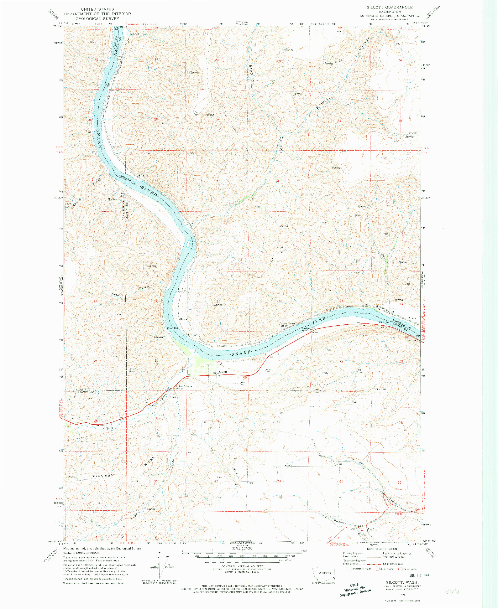 USGS 1:24000-SCALE QUADRANGLE FOR SILCOTT, WA 1971