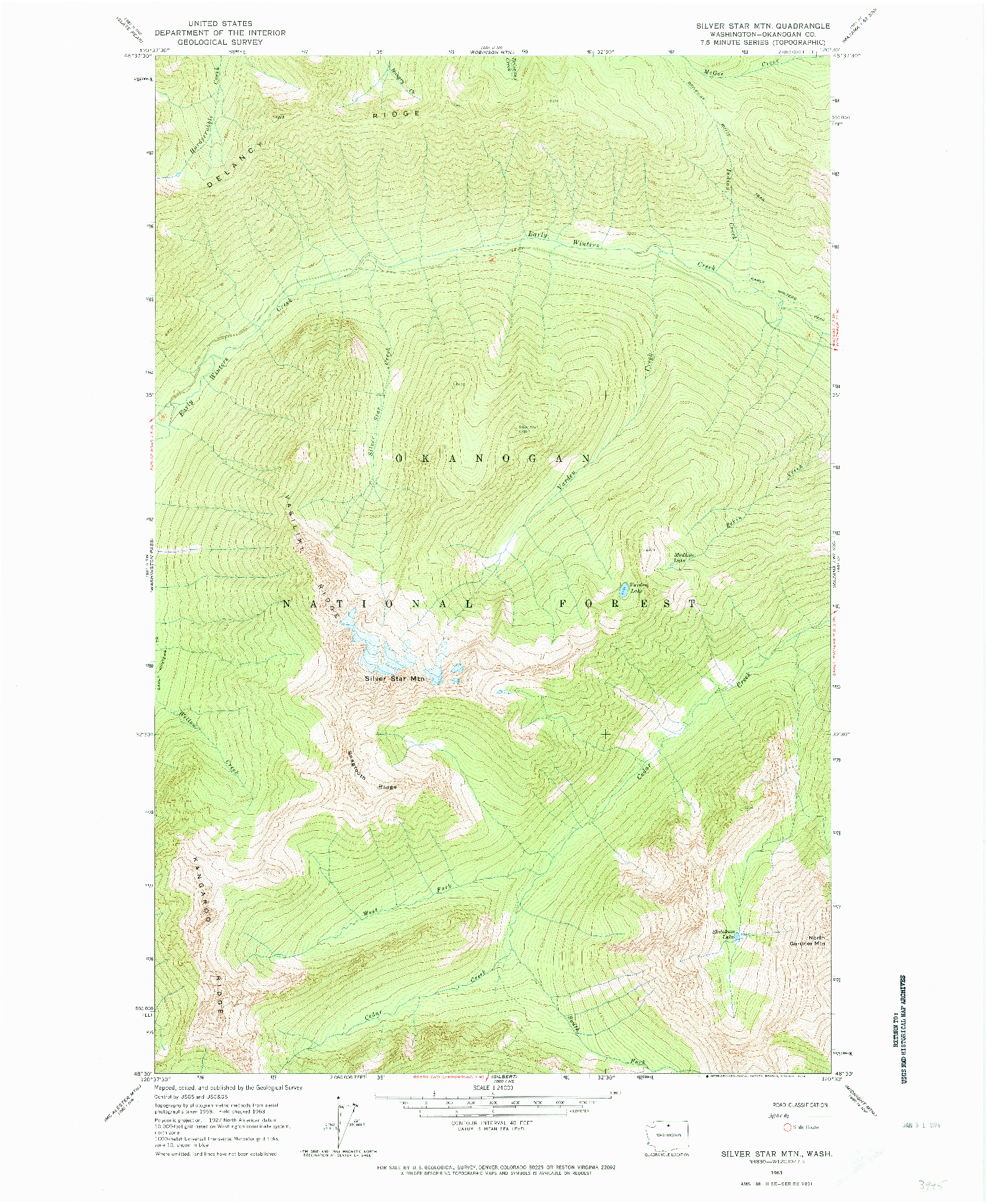 USGS 1:24000-SCALE QUADRANGLE FOR SILVER STAR MTN., WA 1963