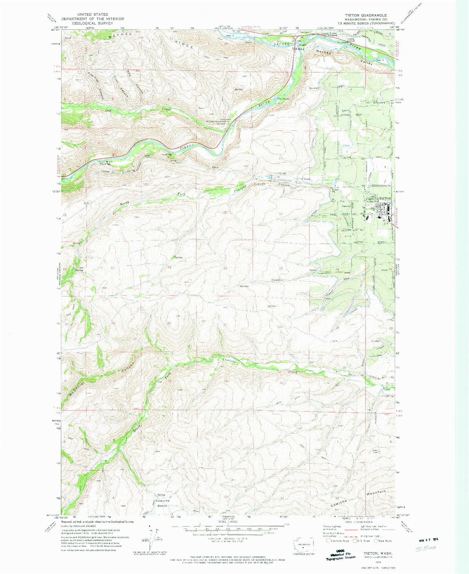 USGS 1:24000-SCALE QUADRANGLE FOR TIETON, WA 1971