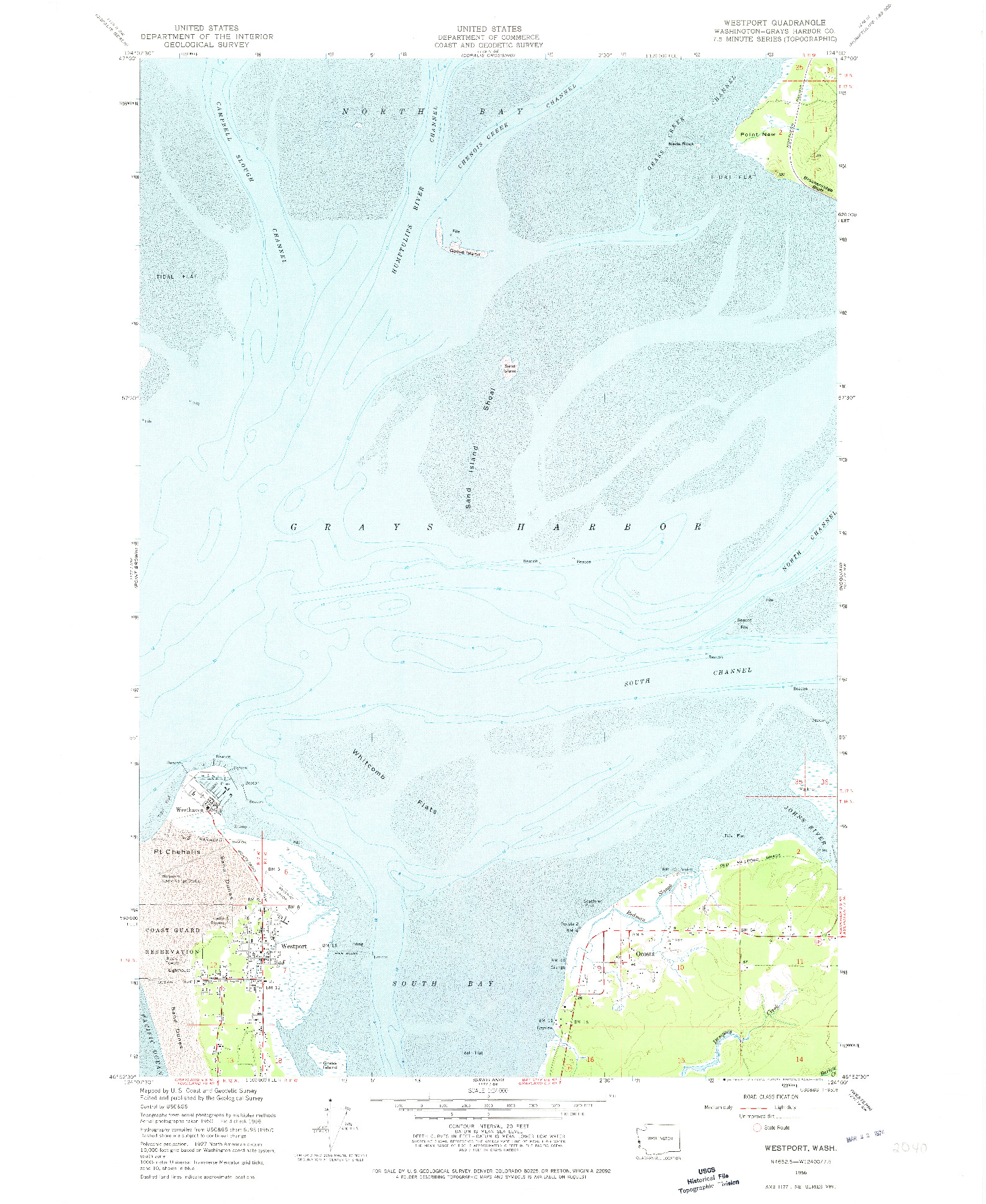 USGS 1:24000-SCALE QUADRANGLE FOR WESTPORT, WA 1956