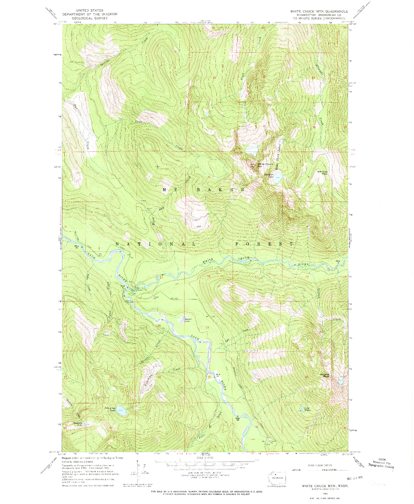 USGS 1:24000-SCALE QUADRANGLE FOR WHITE CHUCK MTN., WA 1966