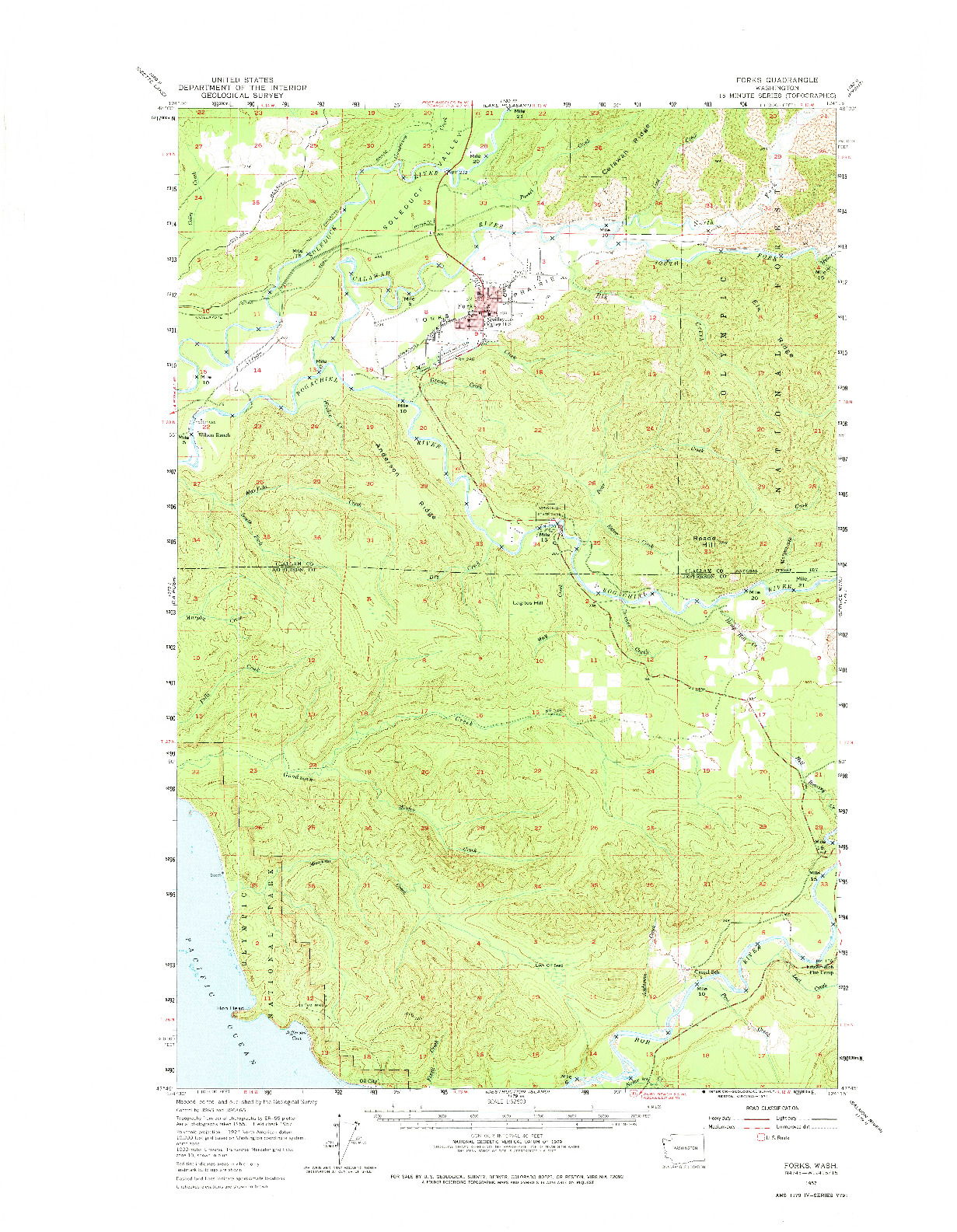 USGS 1:62500-SCALE QUADRANGLE FOR FORKS, WA 1957