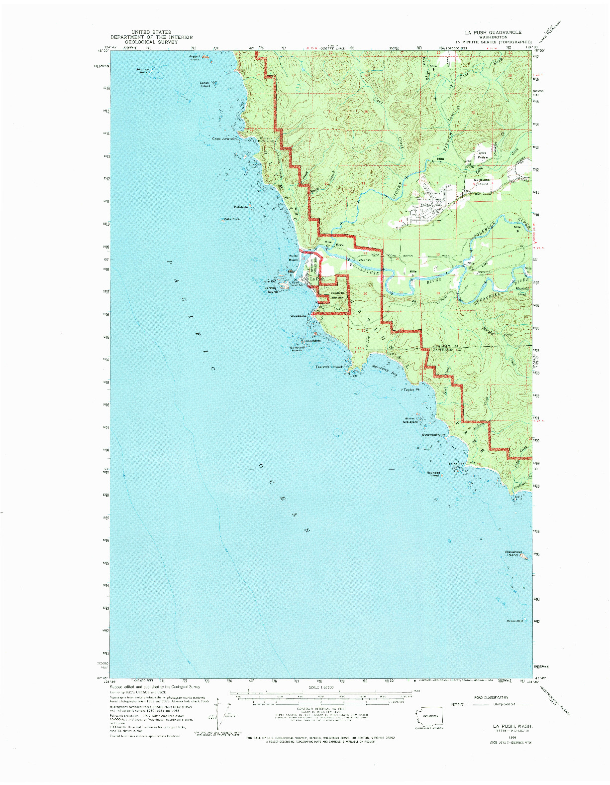USGS 1:62500-SCALE QUADRANGLE FOR LA PUSH, WA 1956