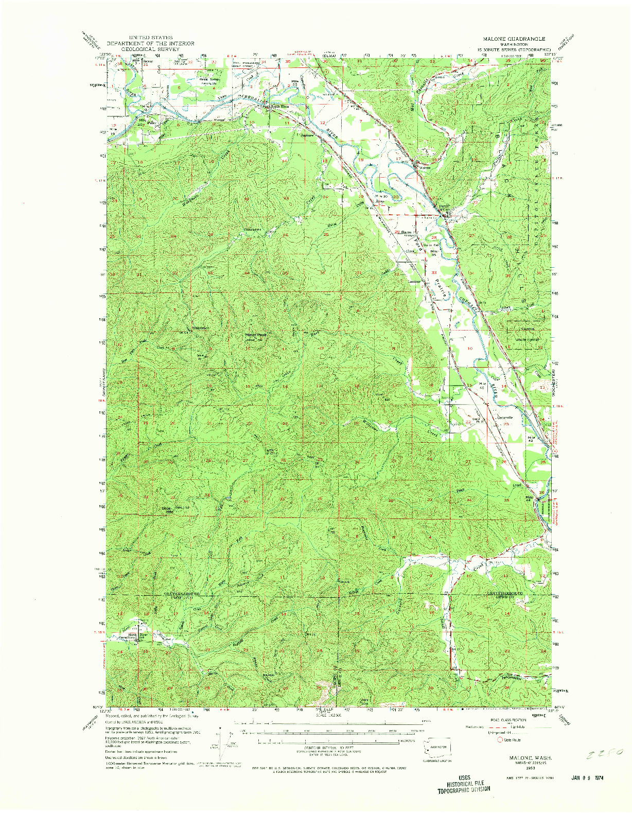 USGS 1:62500-SCALE QUADRANGLE FOR MALONE, WA 1953