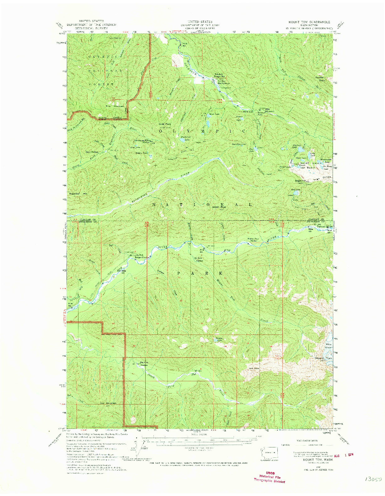 USGS 1:62500-SCALE QUADRANGLE FOR MOUNT TOM, WA 1956