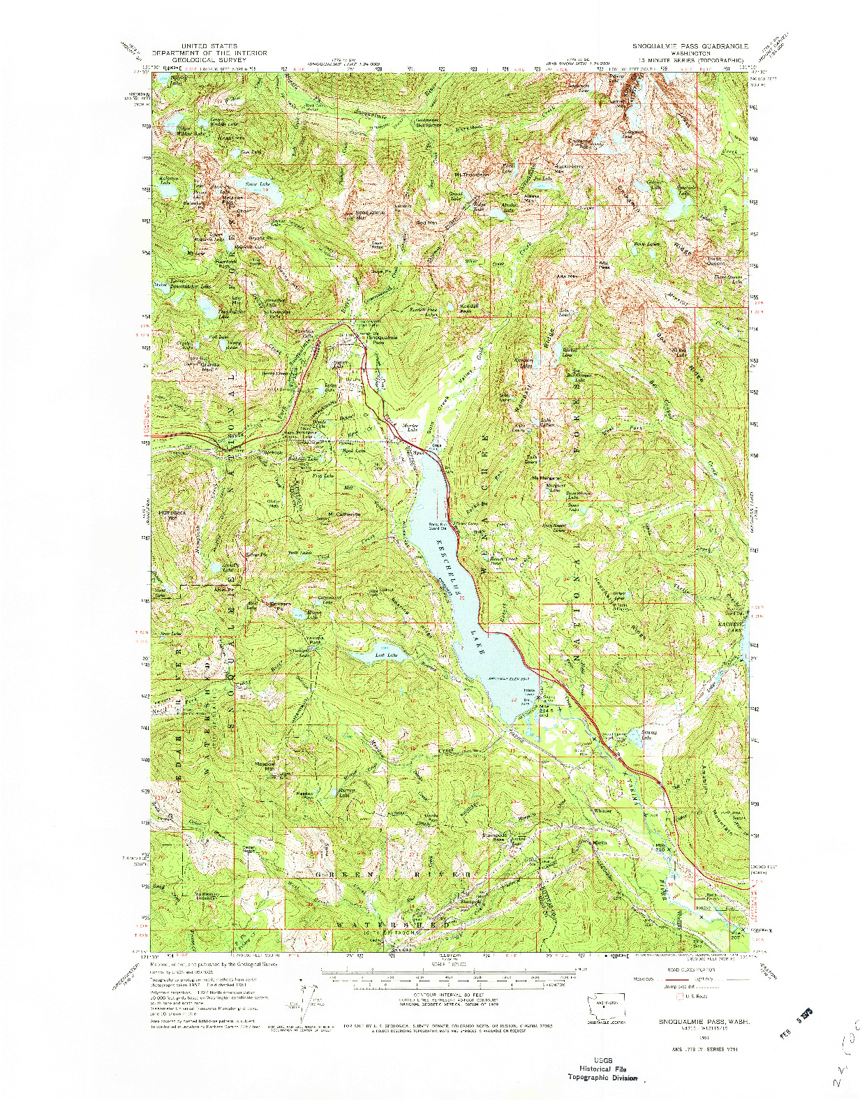 USGS 1:62500-SCALE QUADRANGLE FOR SNOQUALMIE PASS, WA 1961