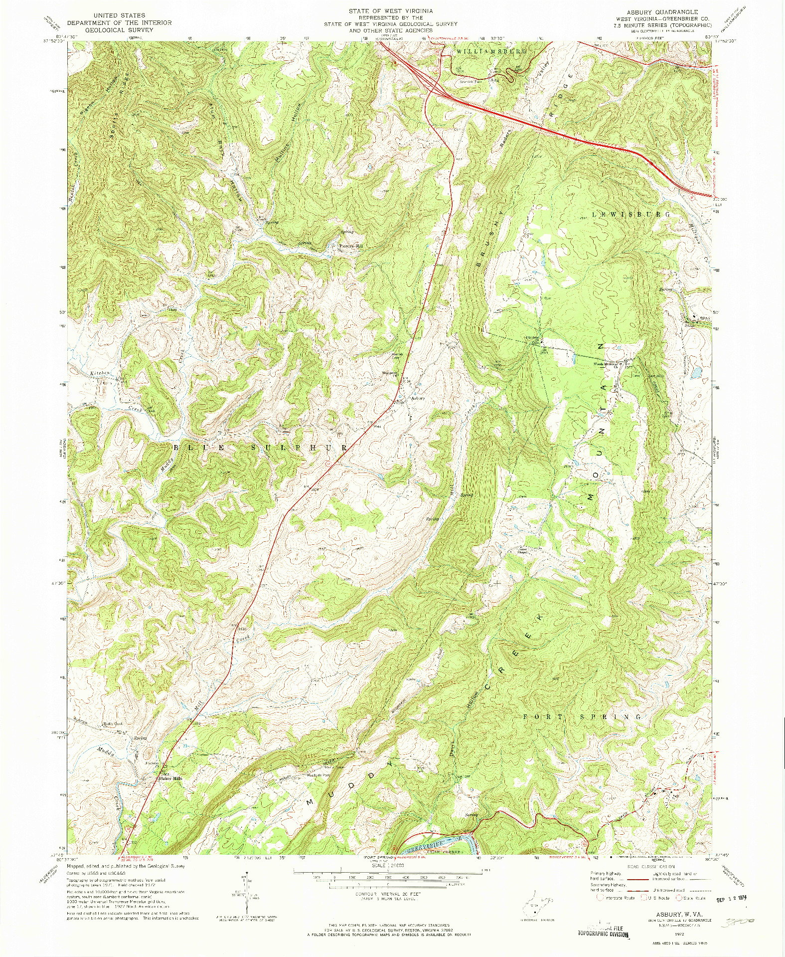 USGS 1:24000-SCALE QUADRANGLE FOR ASBURY, WV 1972