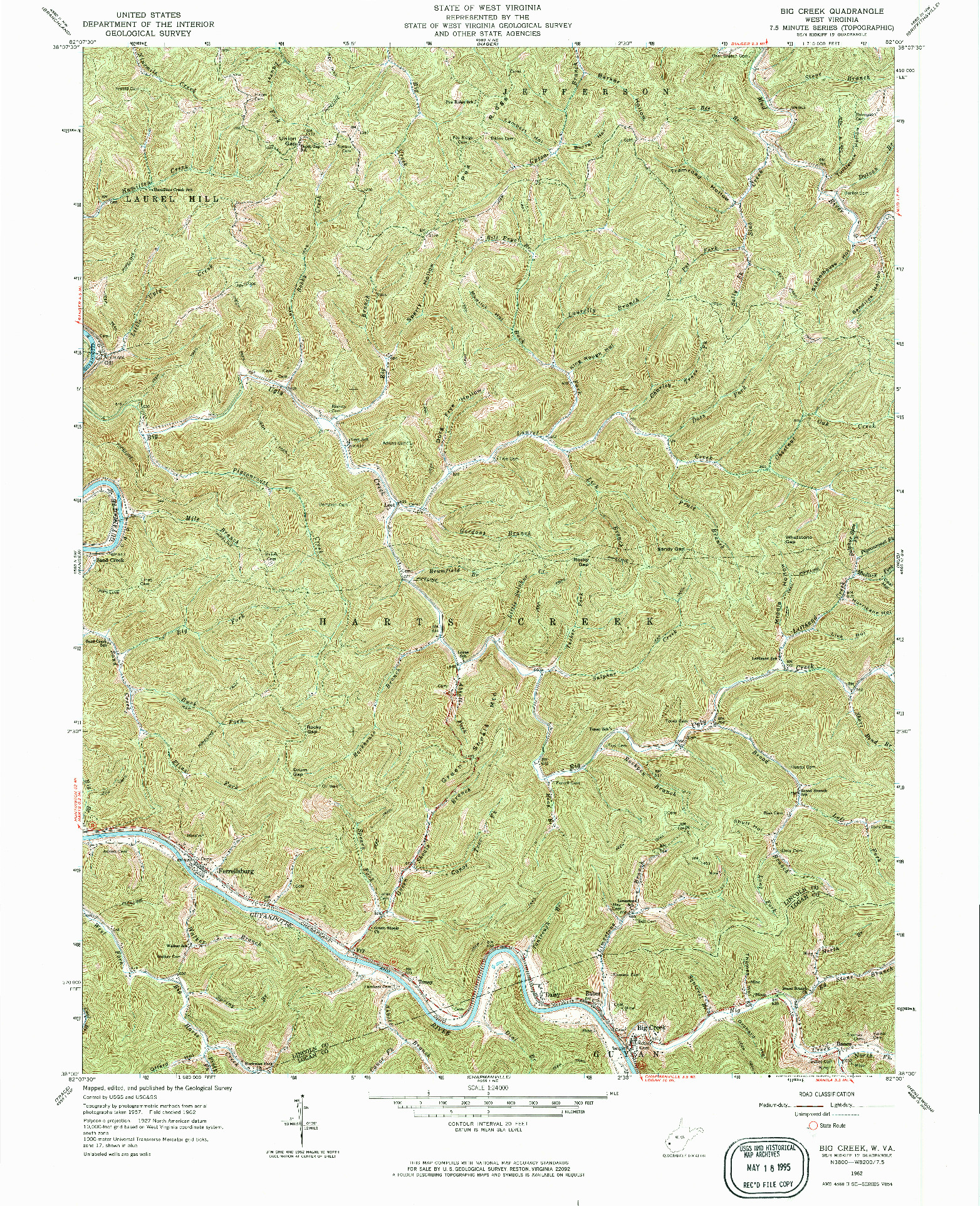 USGS 1:24000-SCALE QUADRANGLE FOR BIG CREEK, WV 1962