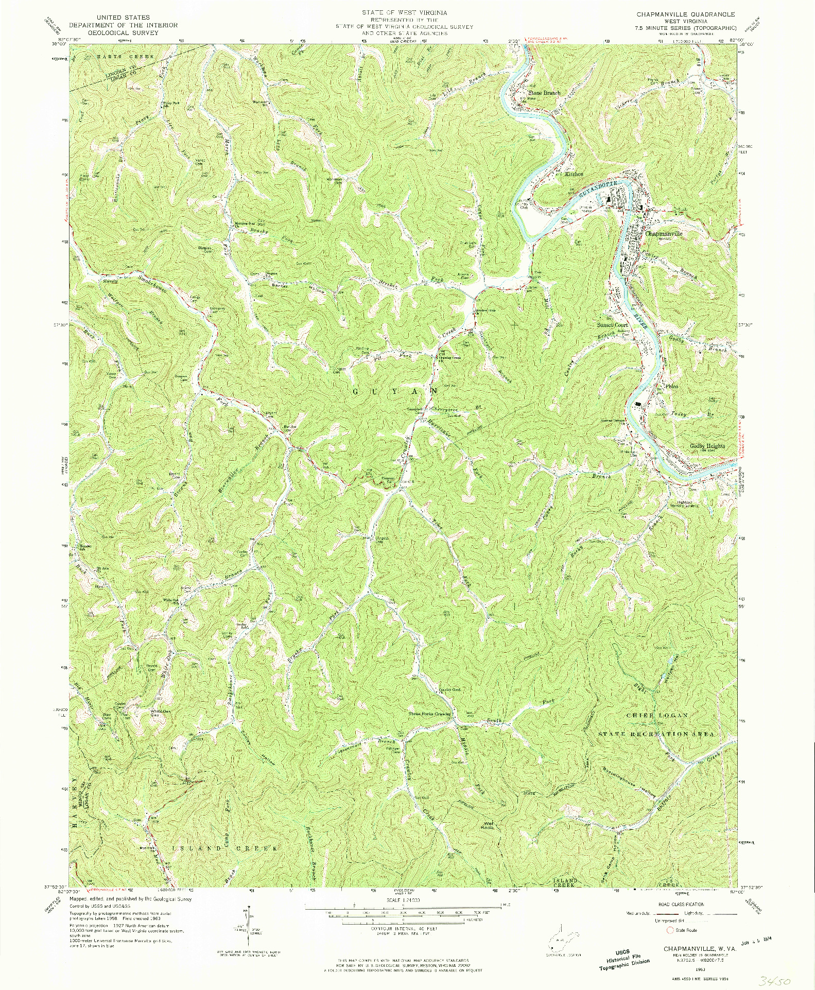 USGS 1:24000-SCALE QUADRANGLE FOR CHAPMANVILLE, WV 1963