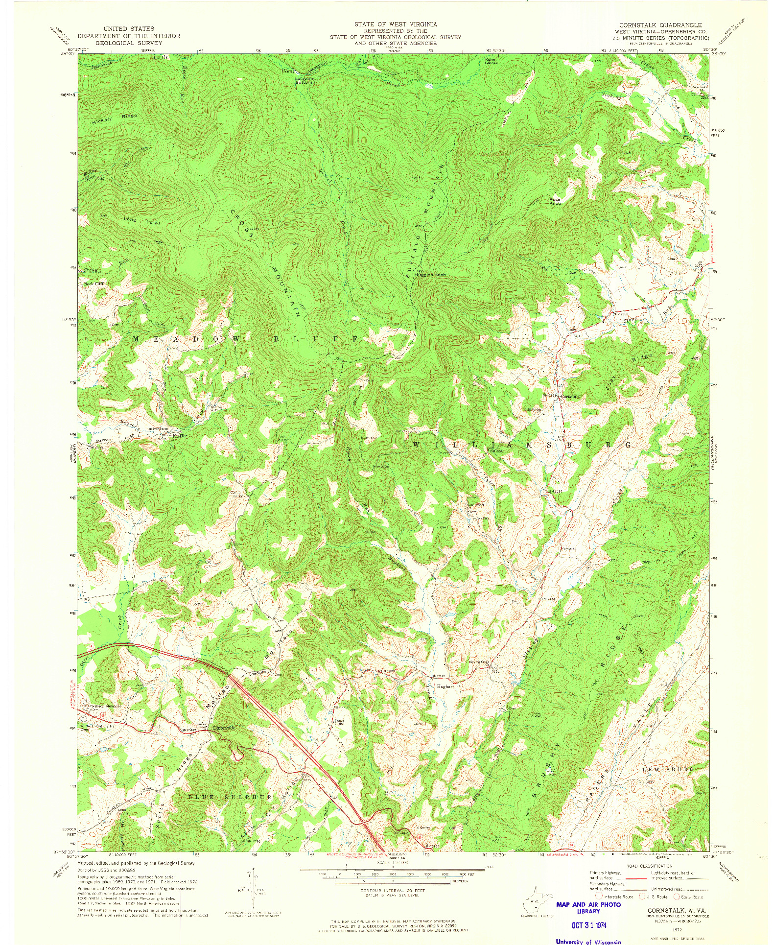 USGS 1:24000-SCALE QUADRANGLE FOR CORNSTALK, WV 1972