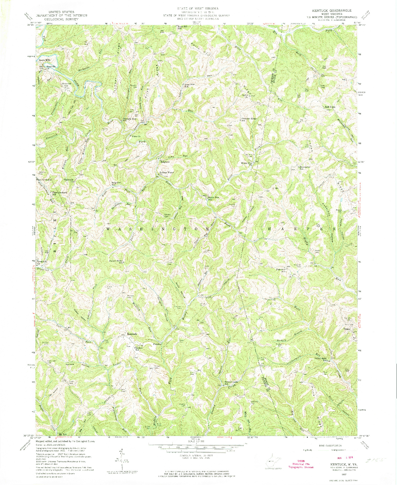 USGS 1:24000-SCALE QUADRANGLE FOR KENTUCK, WV 1957