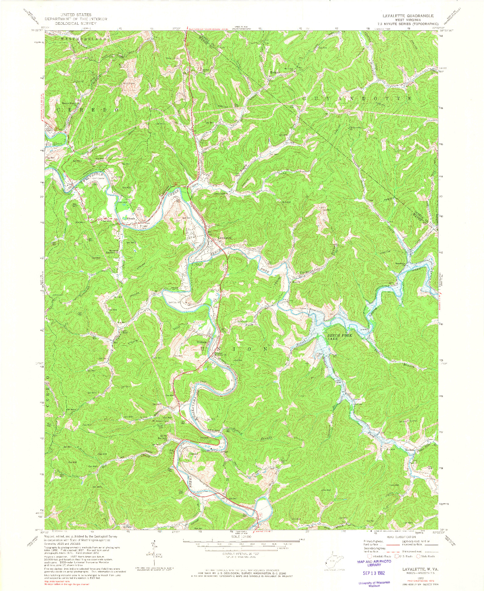 USGS 1:24000-SCALE QUADRANGLE FOR LAVALETTE, WV 1972