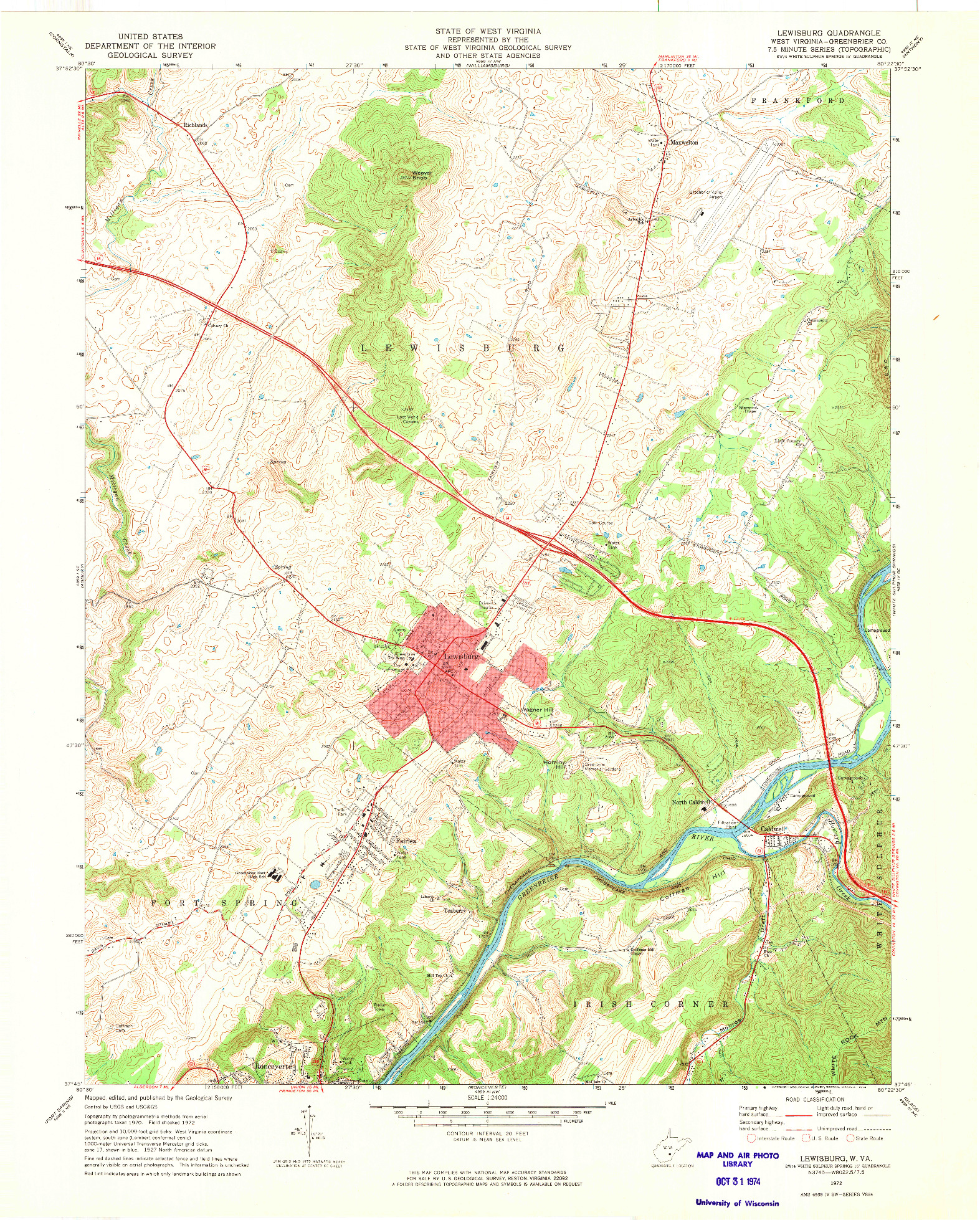 USGS 1:24000-SCALE QUADRANGLE FOR LEWISBURG, WV 1972