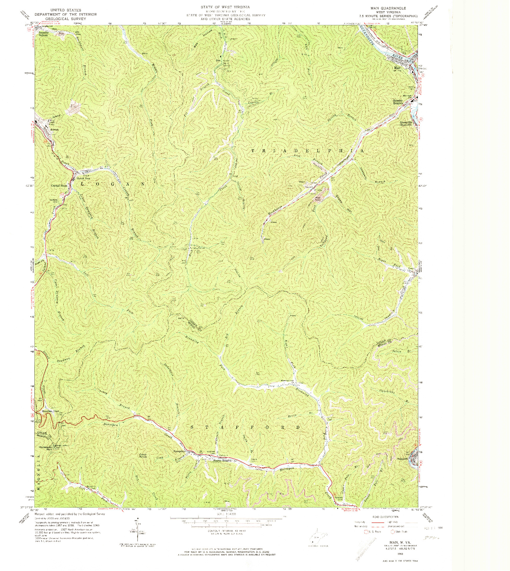 USGS 1:24000-SCALE QUADRANGLE FOR MAN, WV 1963