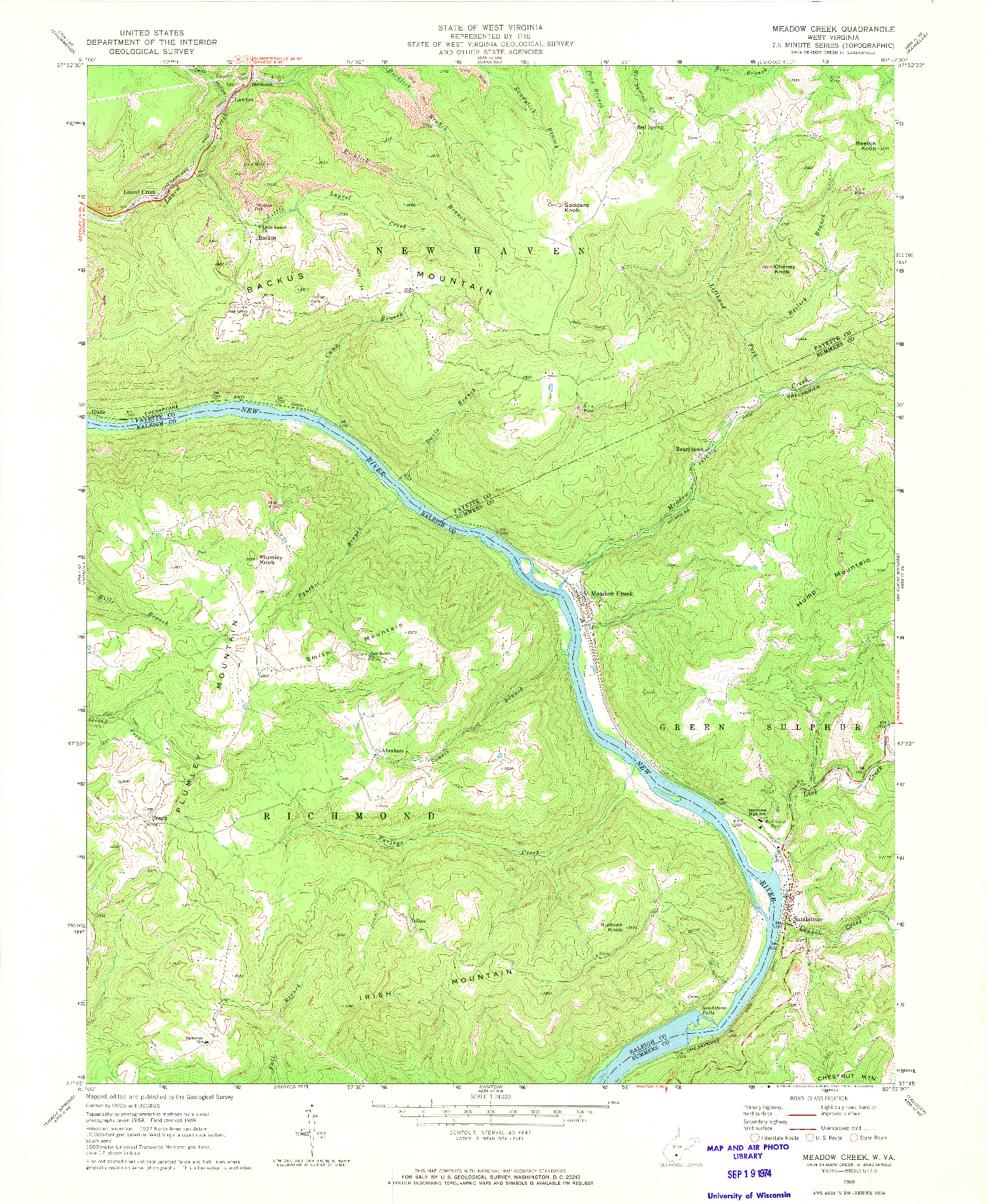 USGS 1:24000-SCALE QUADRANGLE FOR MEADOW CREEK, WV 1969