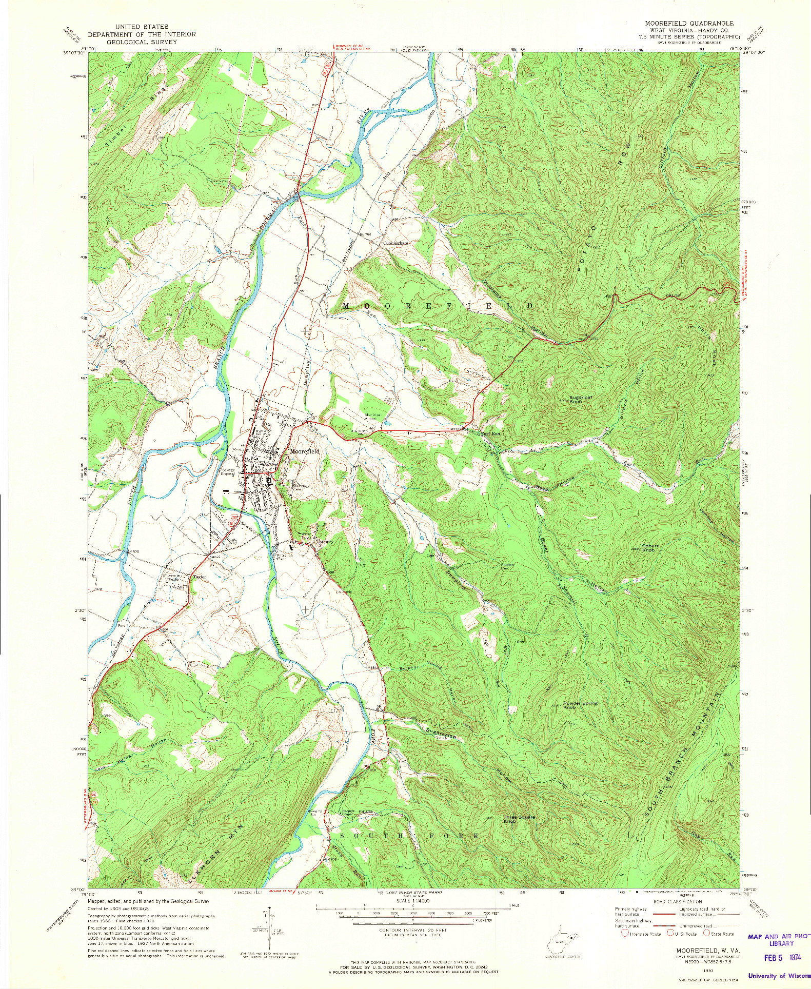 USGS 1:24000-SCALE QUADRANGLE FOR MOOREFIELD, WV 1970