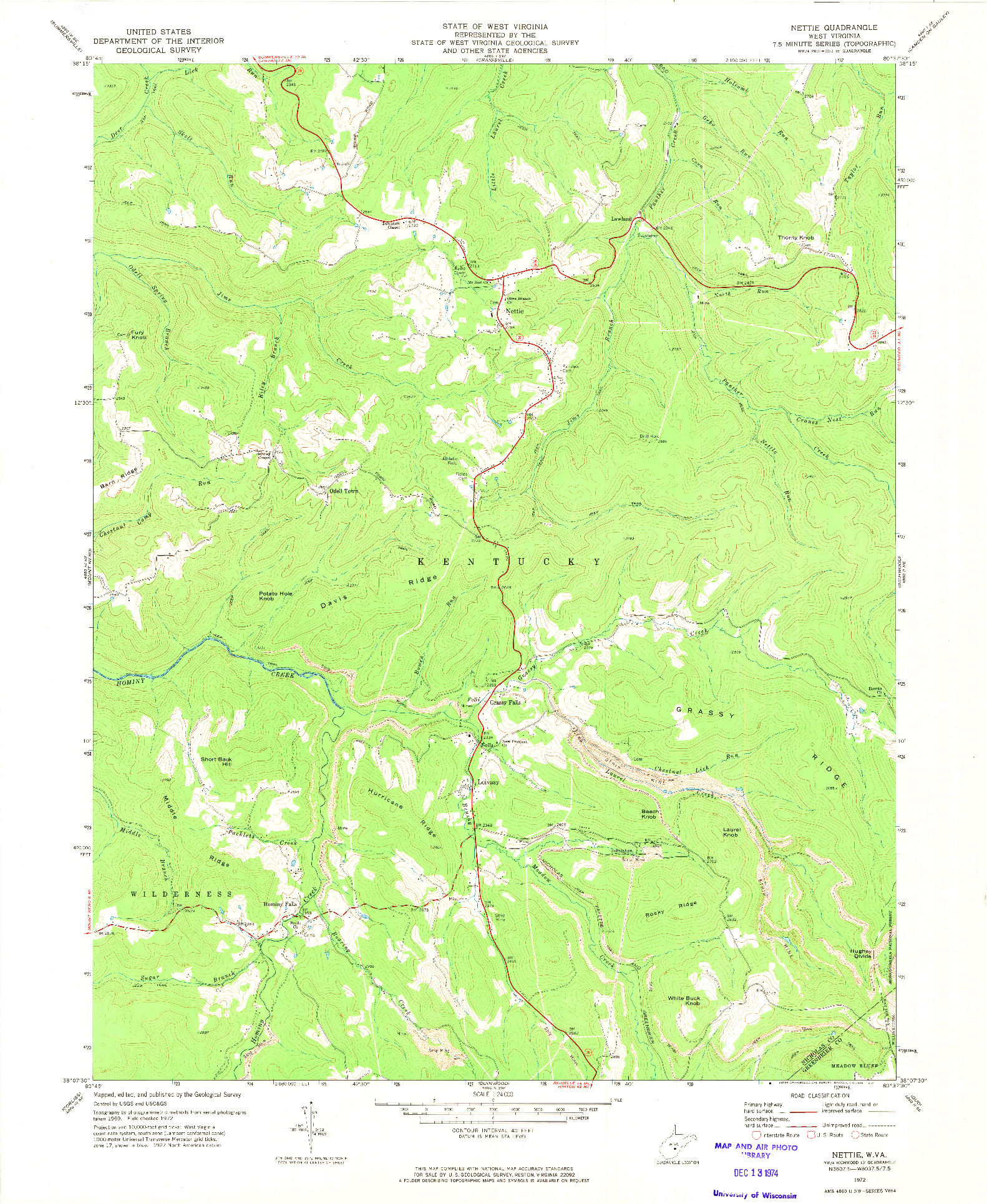 USGS 1:24000-SCALE QUADRANGLE FOR NETTIE, WV 1972
