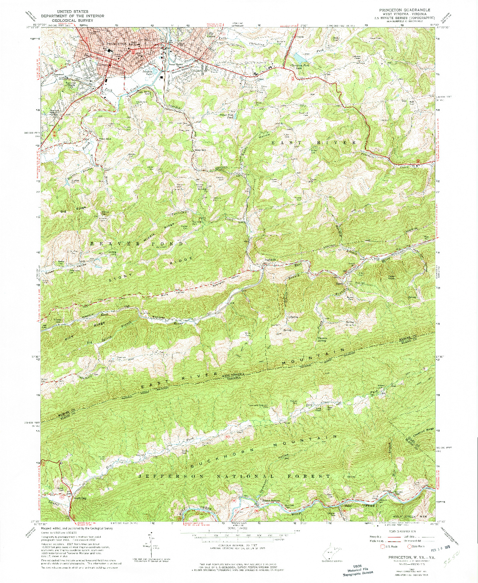 USGS 1:24000-SCALE QUADRANGLE FOR PRINCETON, WV 1962