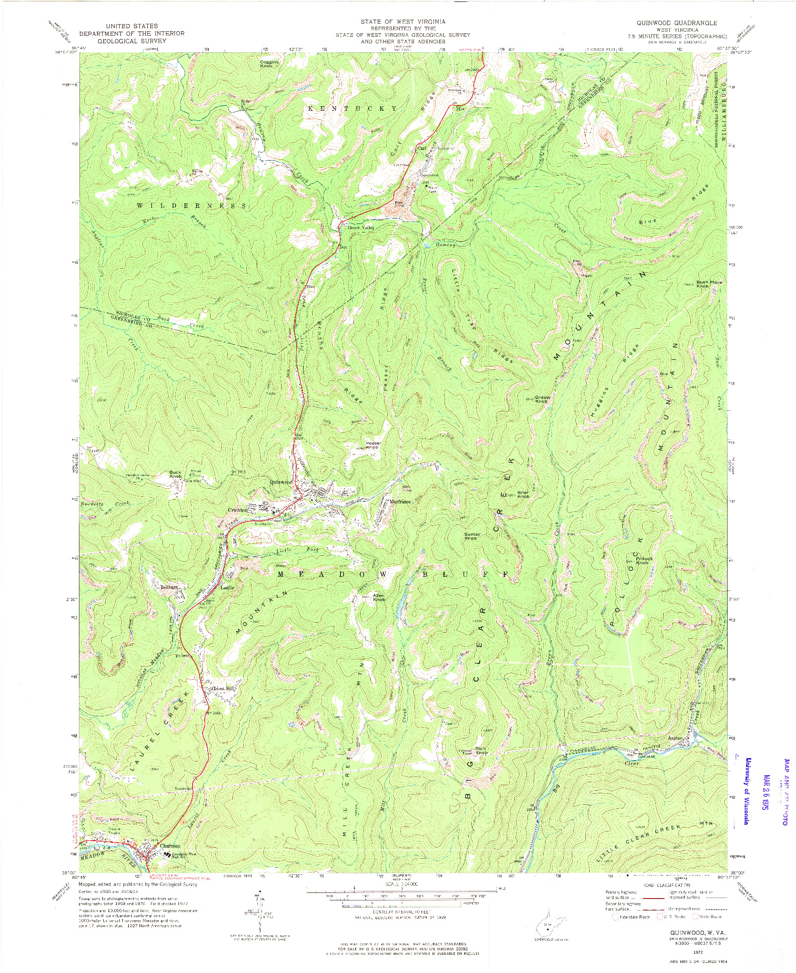 USGS 1:24000-SCALE QUADRANGLE FOR QUINWOOD, WV 1972