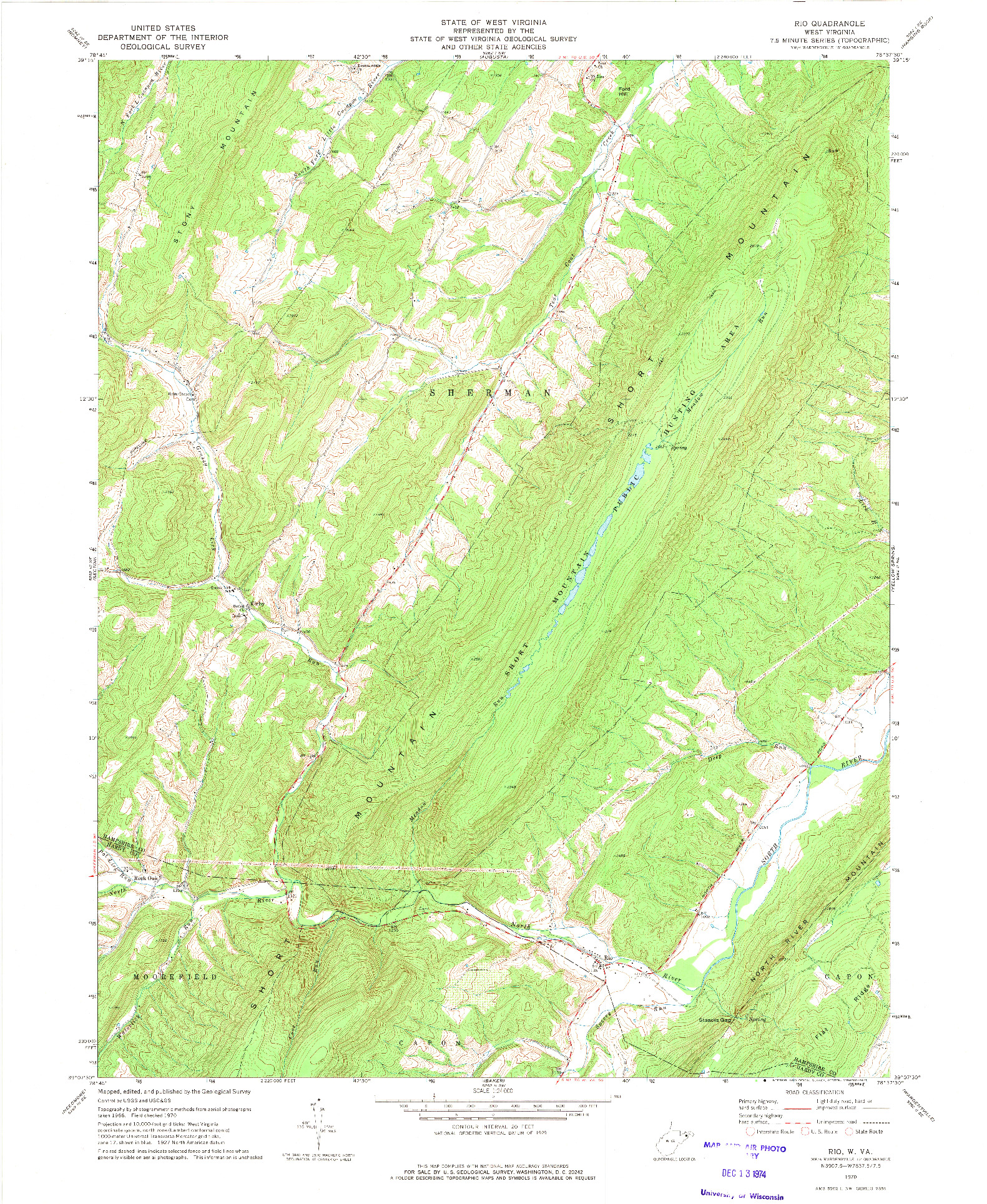 USGS 1:24000-SCALE QUADRANGLE FOR RIO, WV 1970