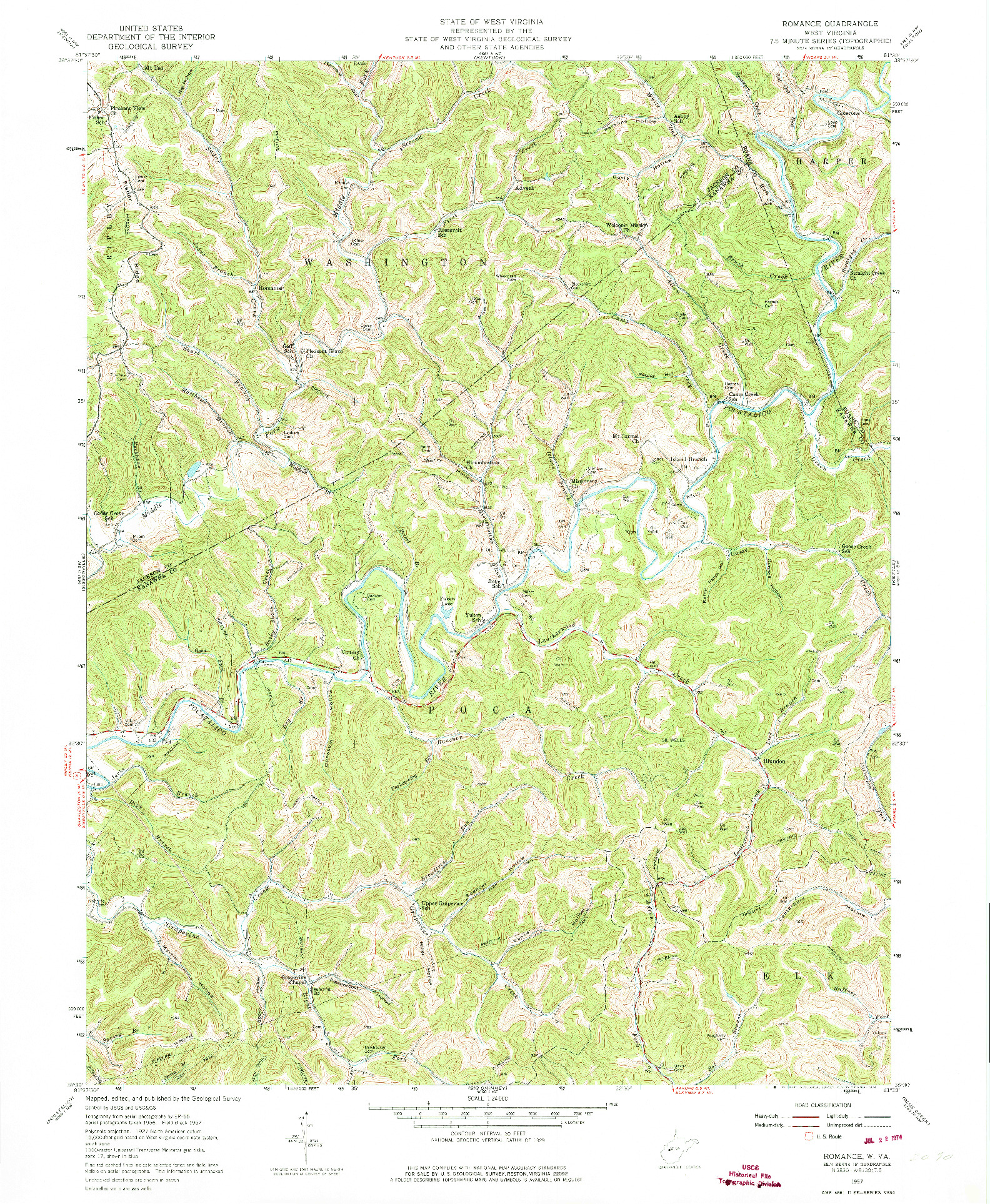 USGS 1:24000-SCALE QUADRANGLE FOR ROMANCE, WV 1957