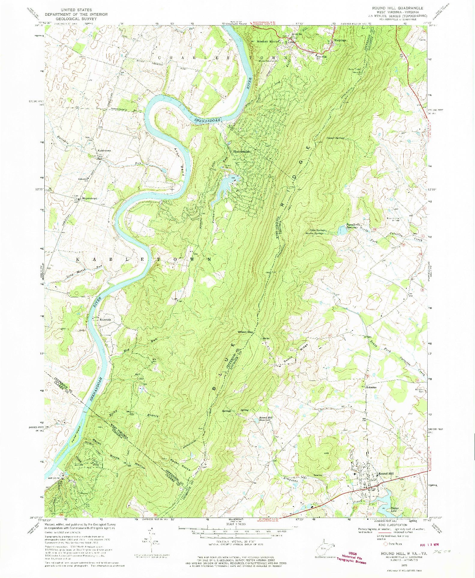 USGS 1:24000-SCALE QUADRANGLE FOR ROUND HILL, WV 1970