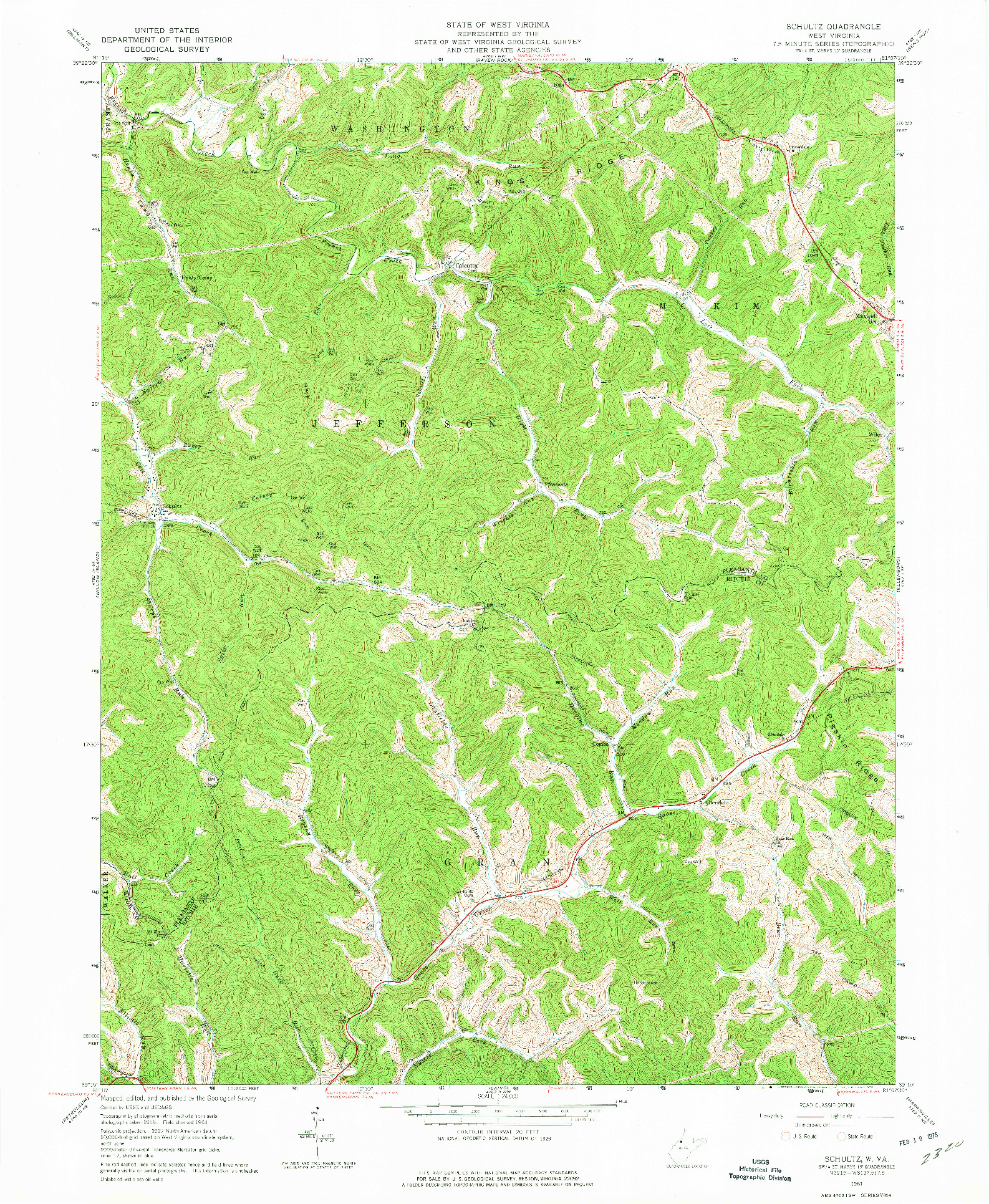 USGS 1:24000-SCALE QUADRANGLE FOR SCHULTZ, WV 1961