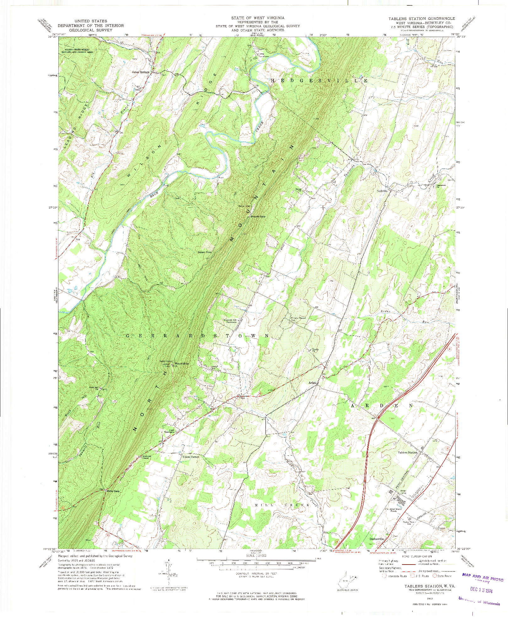 USGS 1:24000-SCALE QUADRANGLE FOR TABLERS STATION, WV 1972