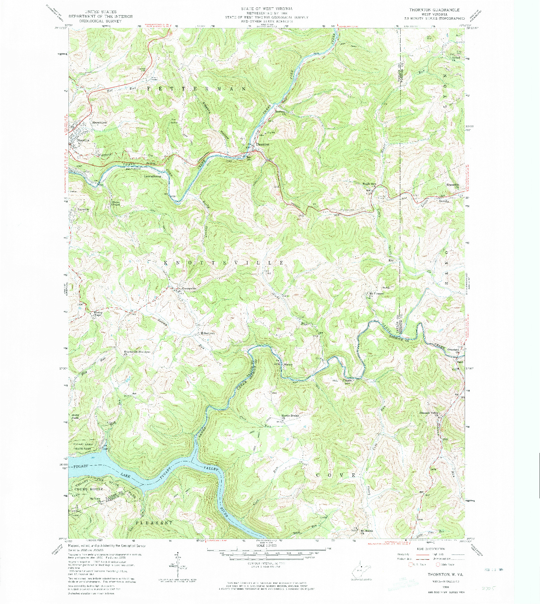 USGS 1:24000-SCALE QUADRANGLE FOR THORNTON, WV 1958