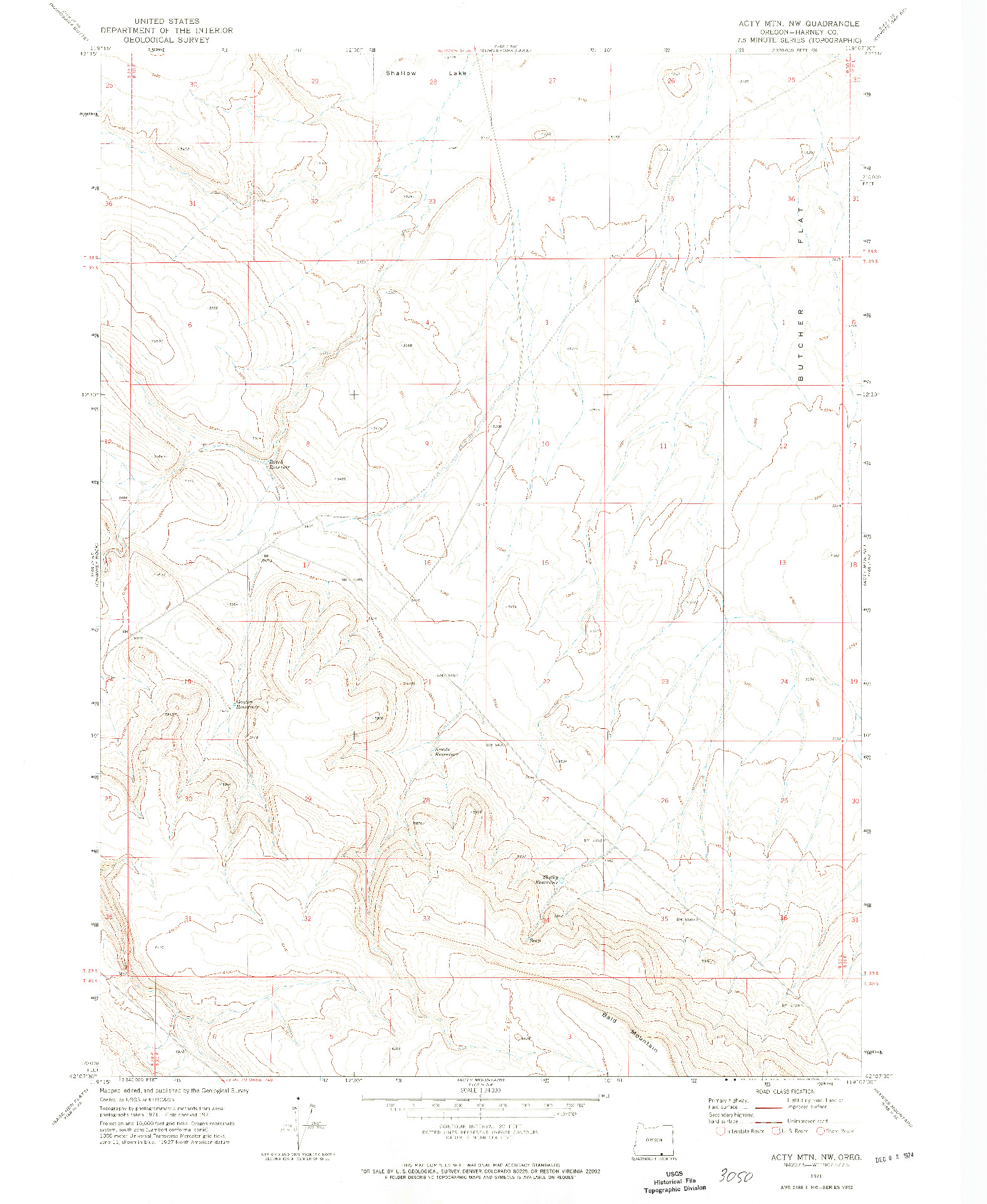 USGS 1:24000-SCALE QUADRANGLE FOR ACTY MOUNTAIN NW, OR 1971