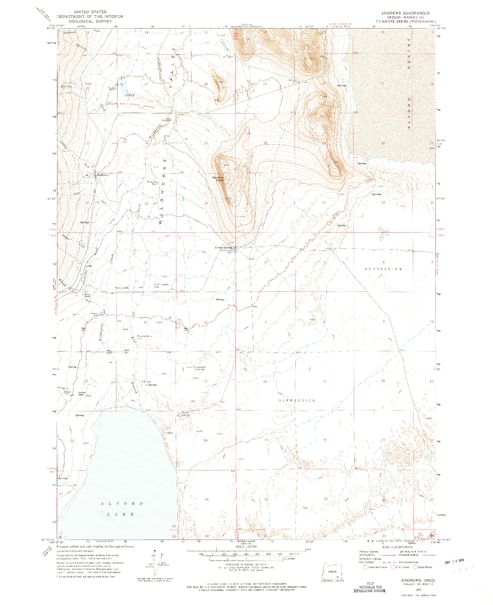 USGS 1:24000-SCALE QUADRANGLE FOR ANDREWS, OR 1971