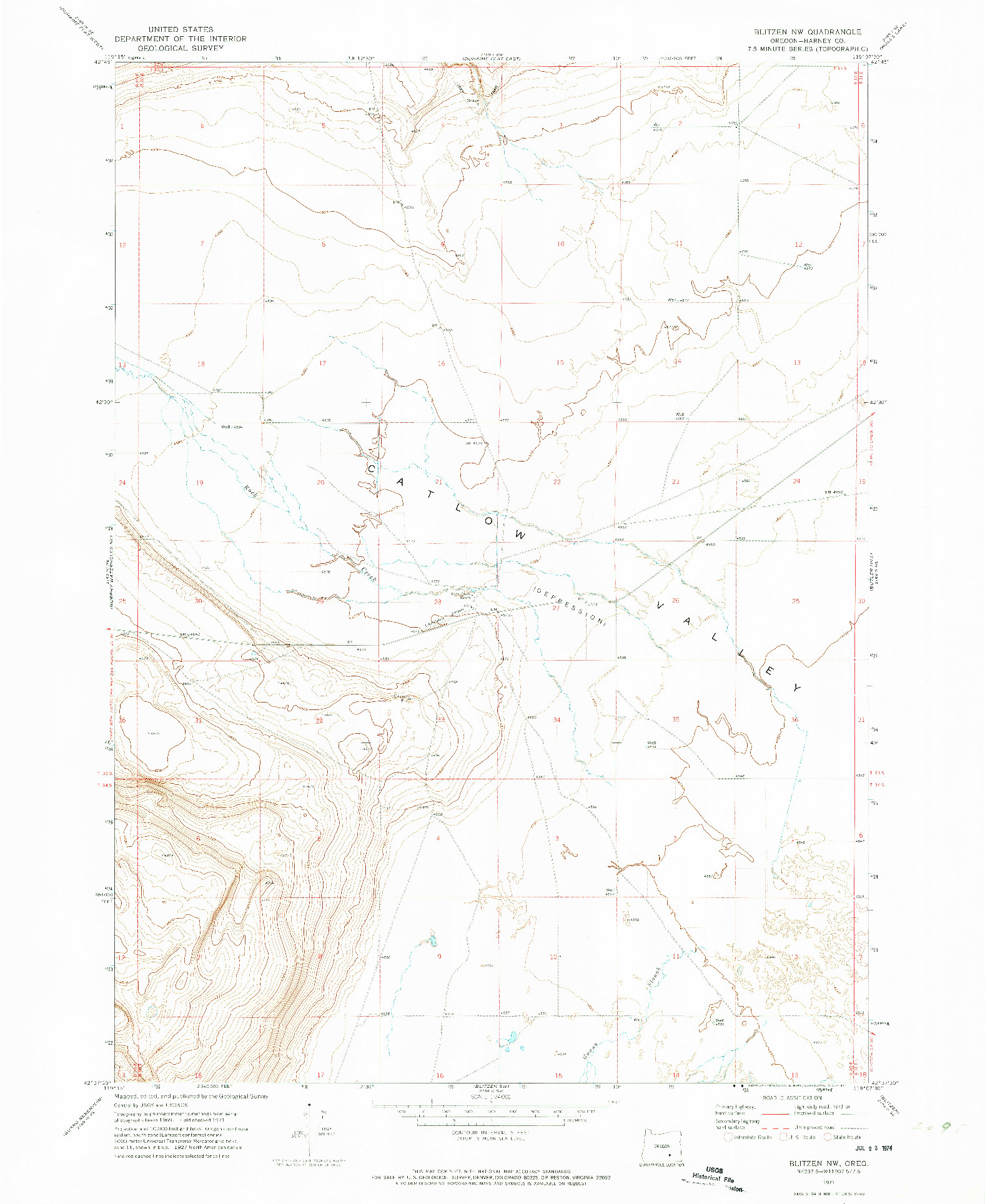 USGS 1:24000-SCALE QUADRANGLE FOR BLITZEN NW, OR 1971