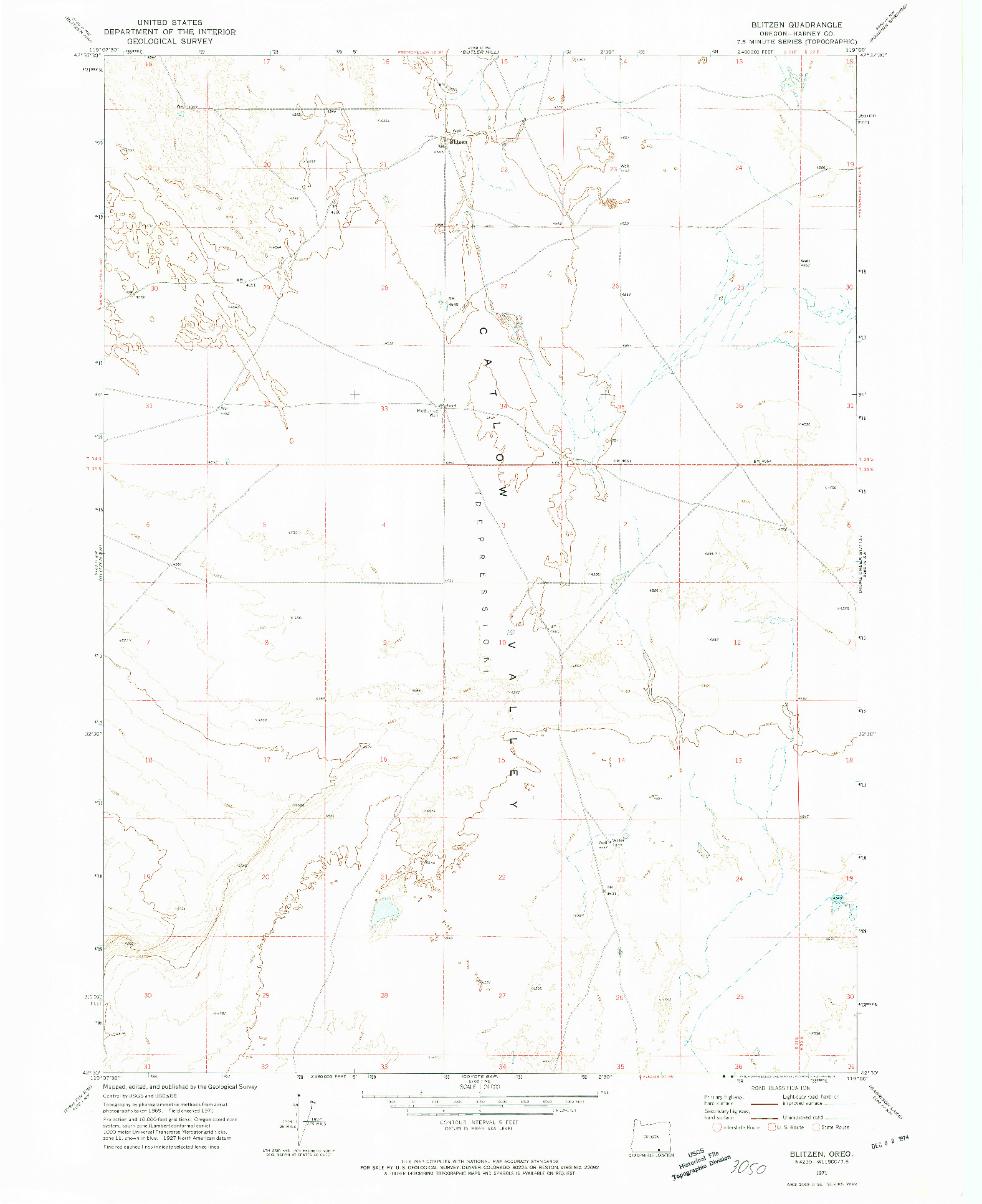 USGS 1:24000-SCALE QUADRANGLE FOR BLITZEN, OR 1971