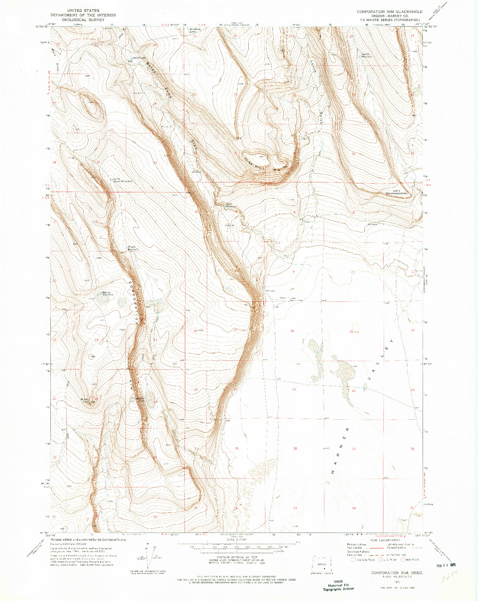 USGS 1:24000-SCALE QUADRANGLE FOR CORPORATION RIM, OR 1971