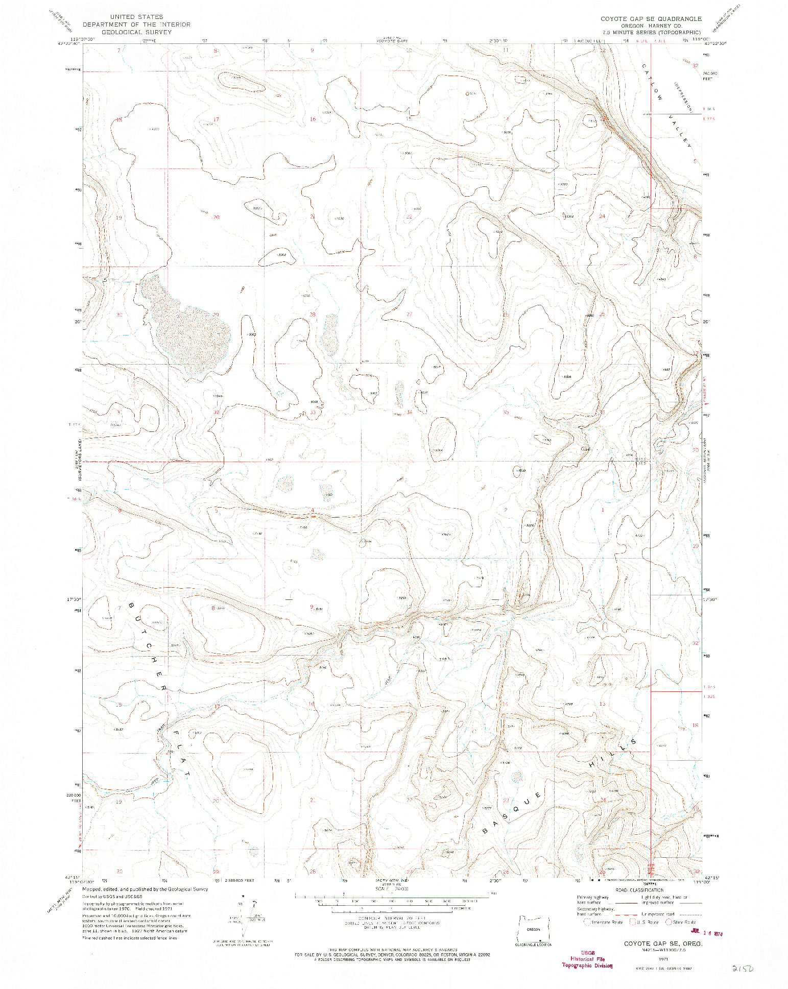 USGS 1:24000-SCALE QUADRANGLE FOR COYOTE GAP SE, OR 1971