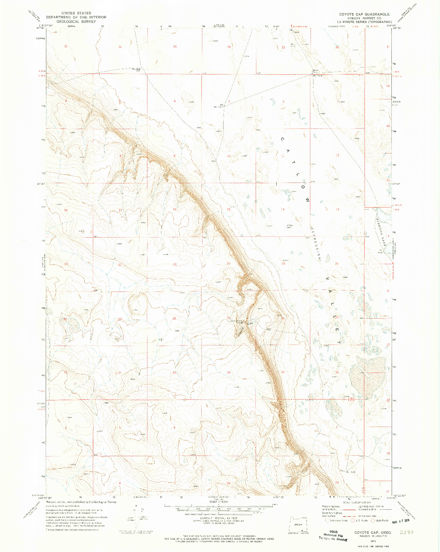 USGS 1:24000-SCALE QUADRANGLE FOR COYOTE GAP, OR 1971
